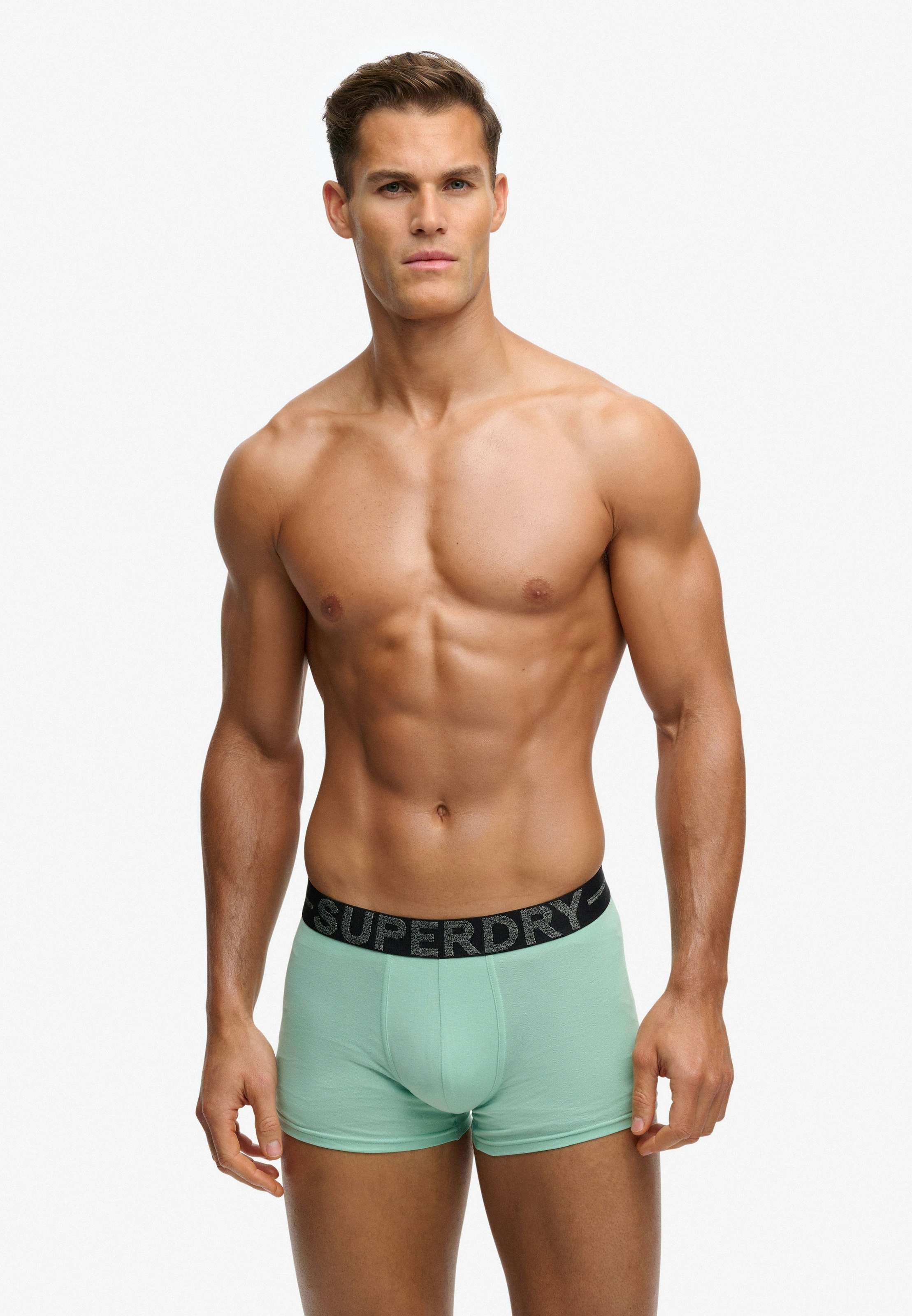 SUPERDRY Herren Boxershorts "TRUNK TRIPLE PACK", Gr. XL, grün, Jersey, Obermaterial: 95% Baumwolle, 5% Elasthan, unifarben, Unterhosen, aus
