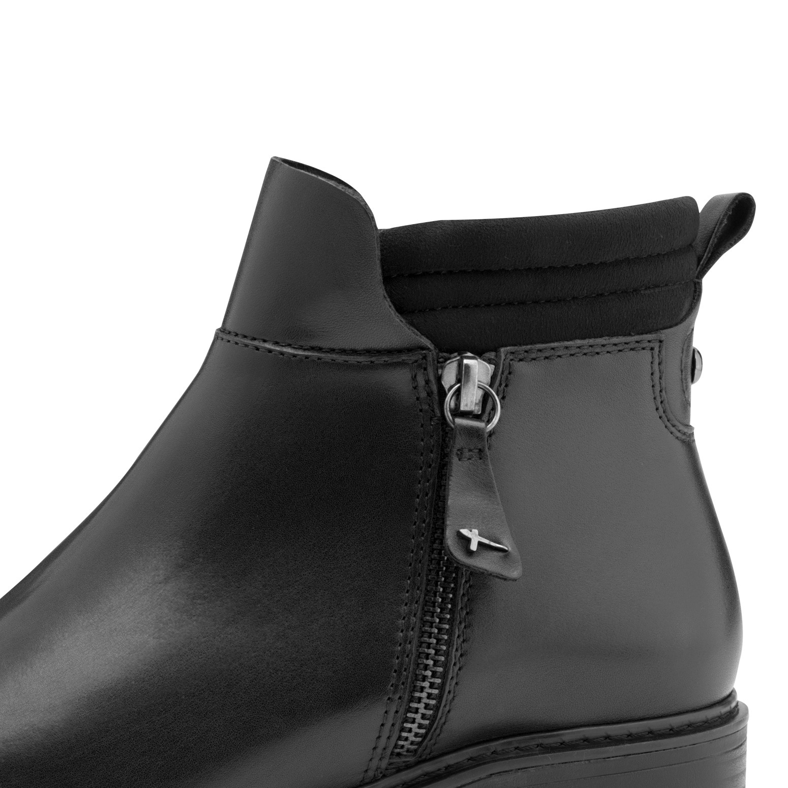 Stiefelette TAMARIS, Damen, Gr. 36, schwarz, Leder, Textil, Schuhe Stiefelette, Blockabsatz, RV-Boots mit wattierter Schaftrand-Polsterung 3
