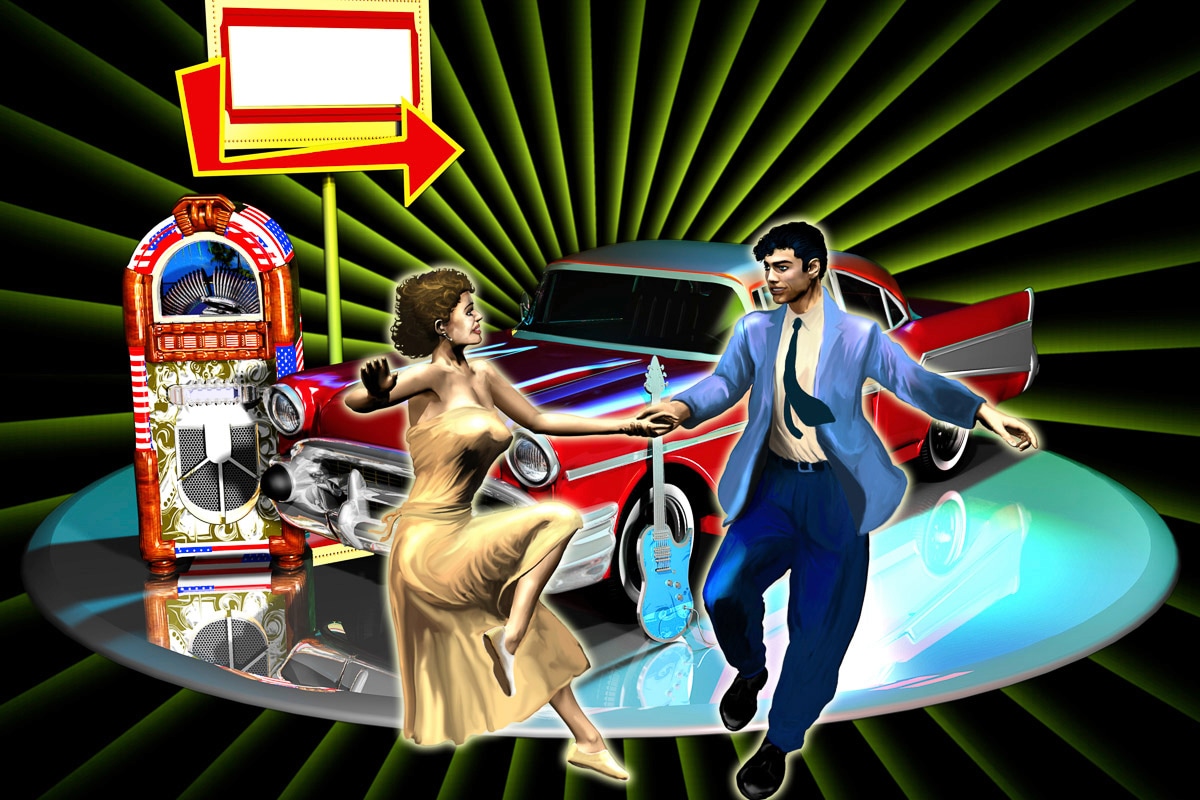 Papermoon Fototapete "Mann und Frau tanzen vor Auto"