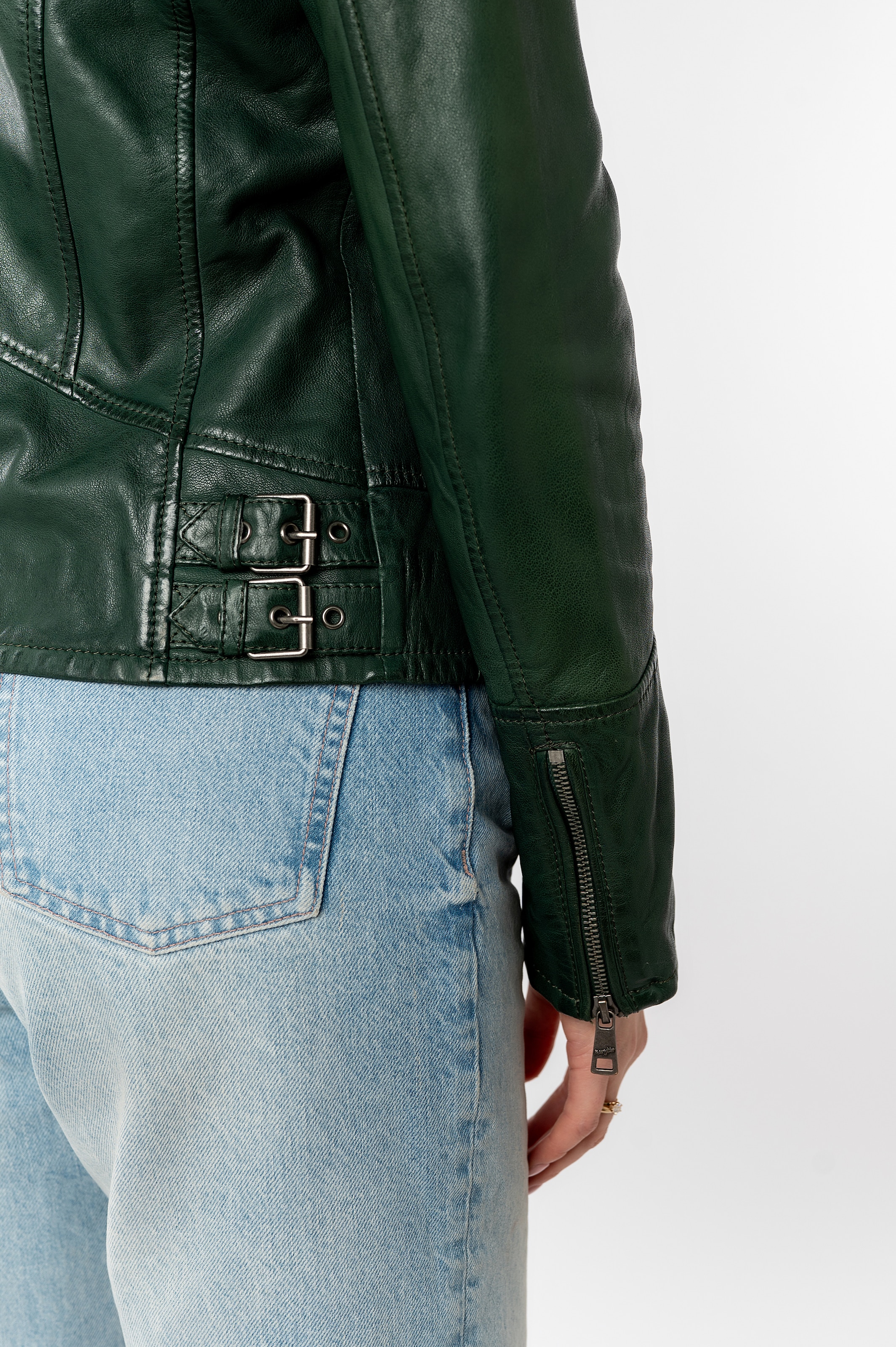 Mauritius Lederjacke »Nola LEGV«, mit Kapuze, mit abnehmbarer Jersey-Kapuze