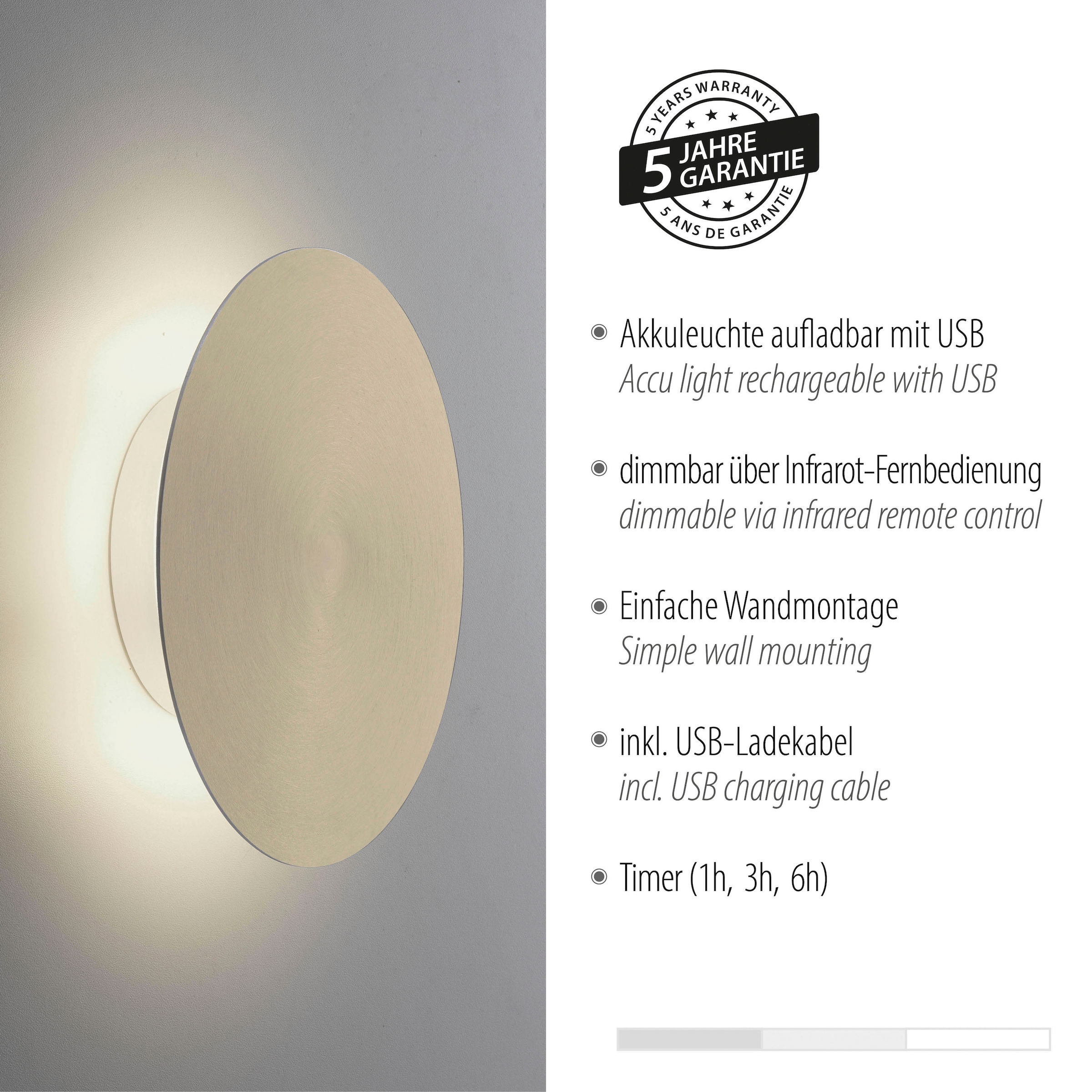 Paul Neuhaus LED Wandleuchte »AKKU PUNTU«, 1 flammig, Leuchtmittel LED-Board | LED fest integriert