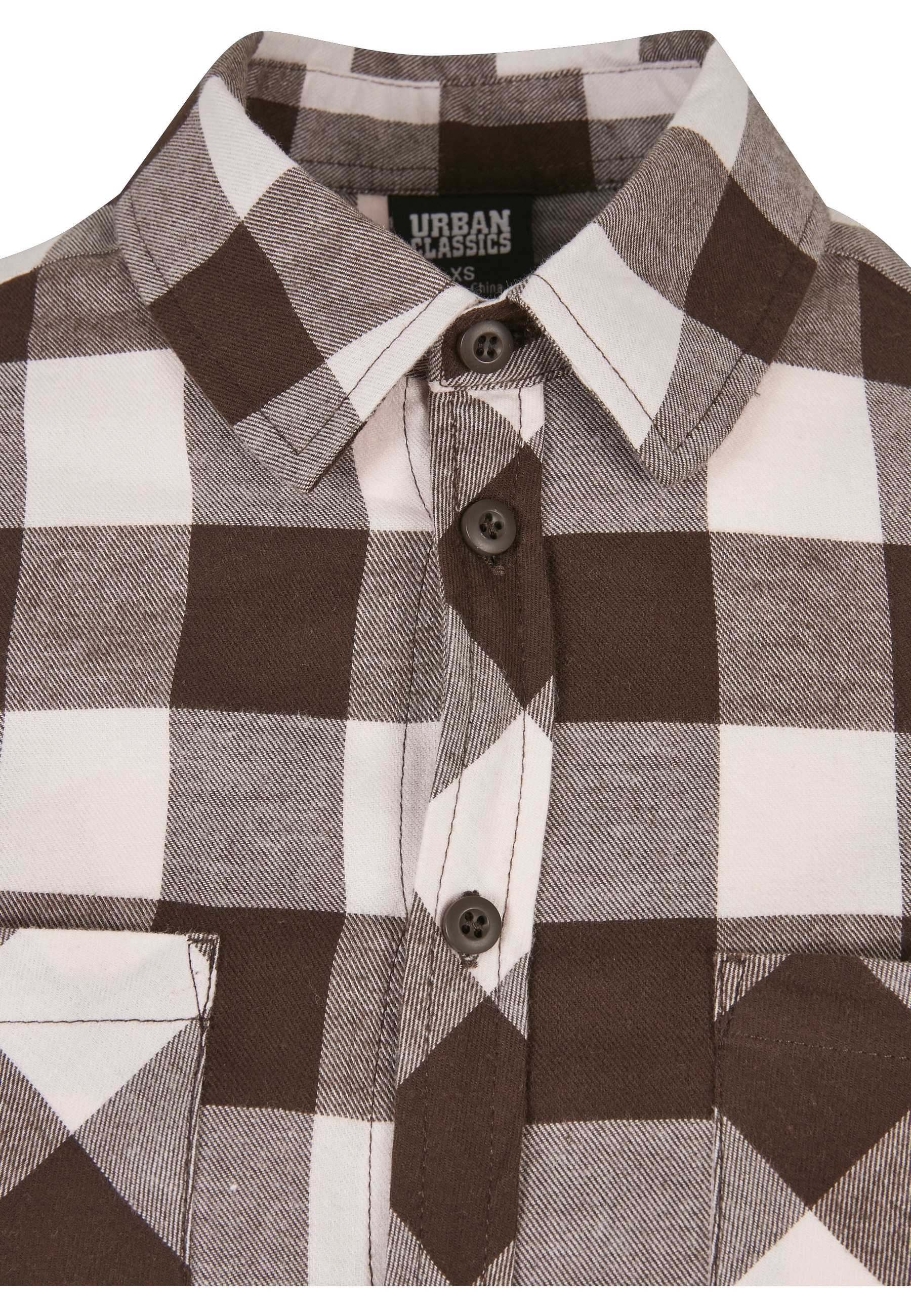 URBAN CLASSICS Kurzarmshirt »Urban Classics Damen Ladies Turnup Checked Flanell Shirt« 1 Stk.