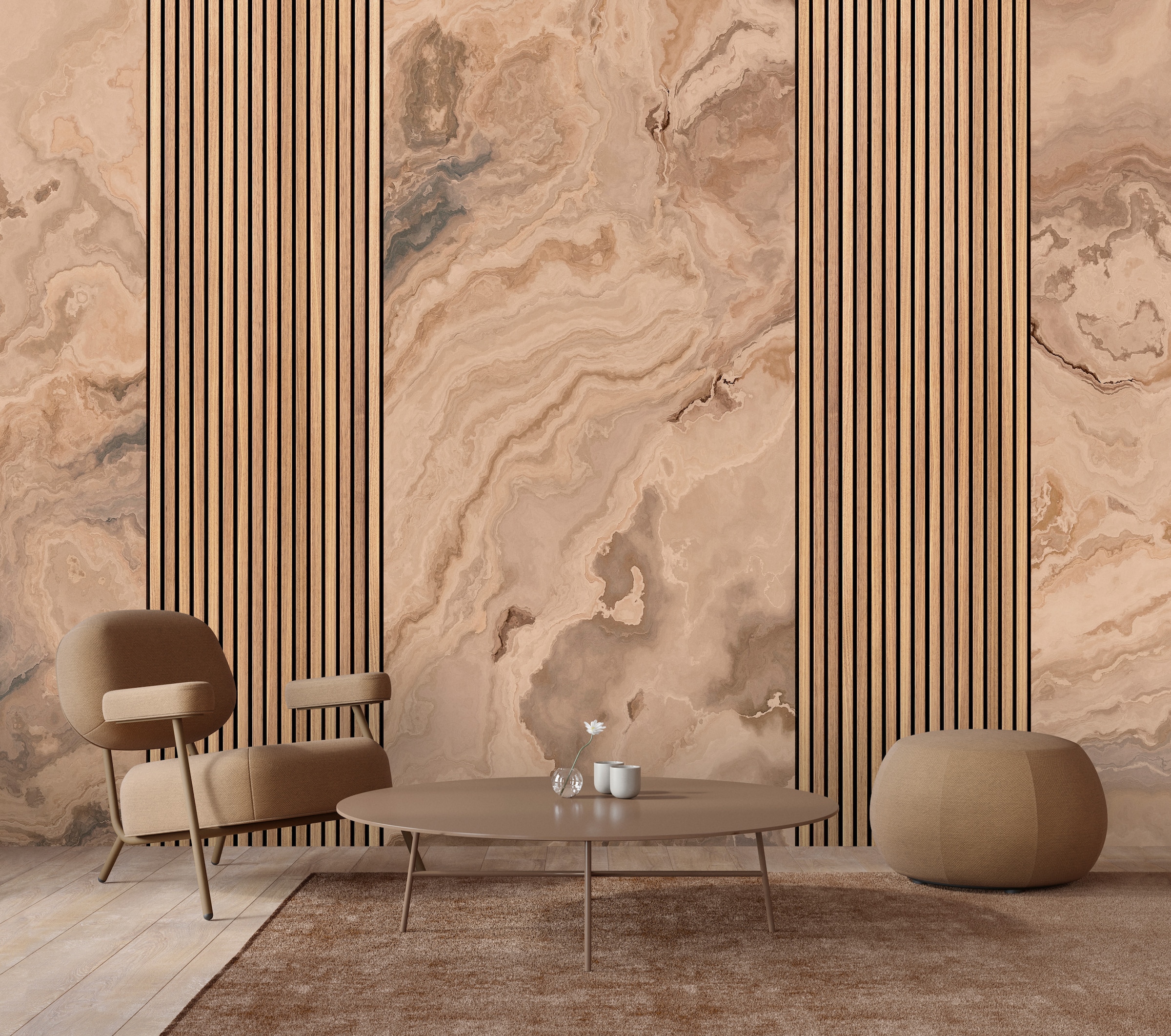 living walls Vliestapete "Marmor-Tapete mit Linienstruktur marmoriert" matt glatt