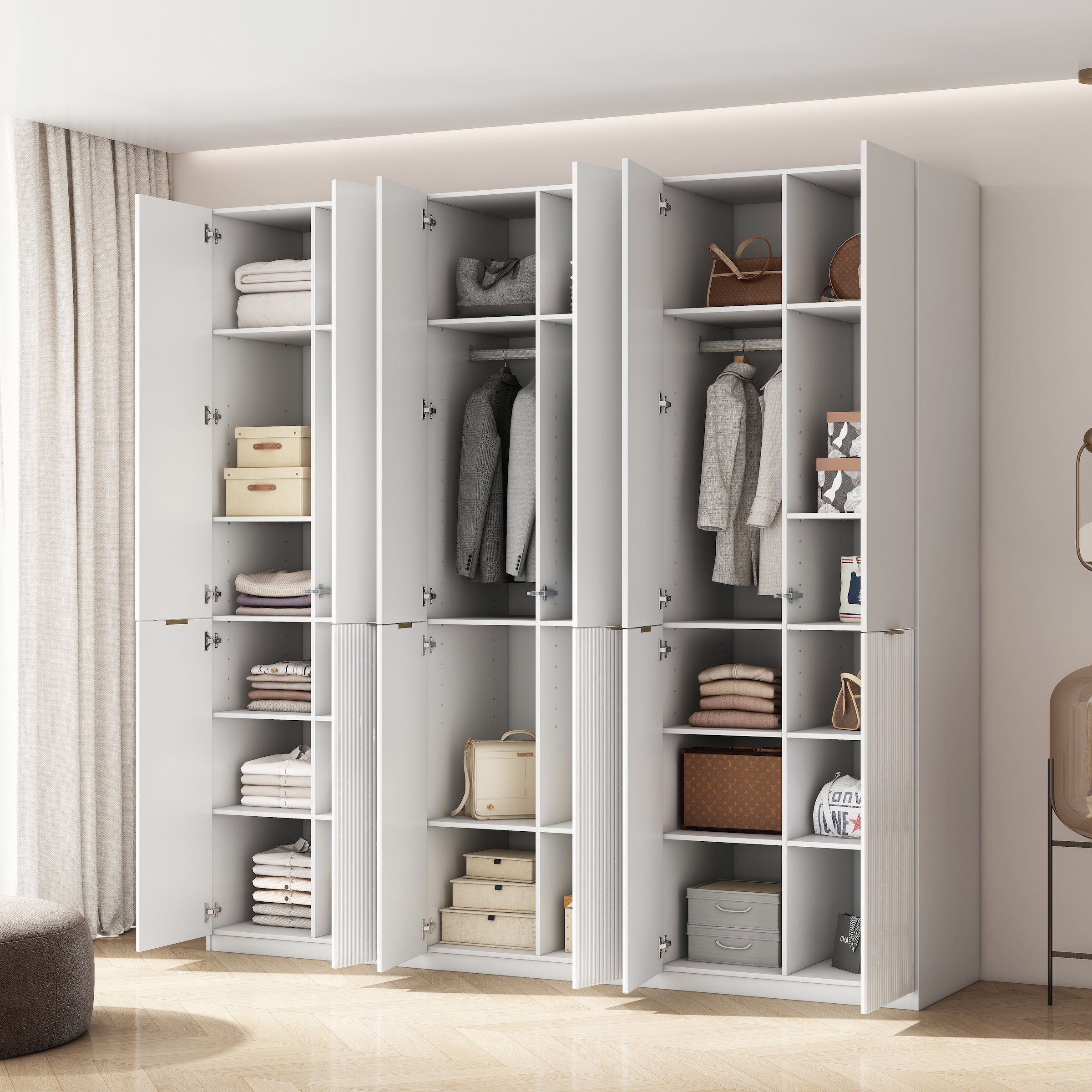 OTTO home Kleiderschrank »Jorella Schlafzimmerschrank Garderobe mit Softclose Türen« eleganter Schlafzimmerschrank Rillendesign Trend Breite 241cm
