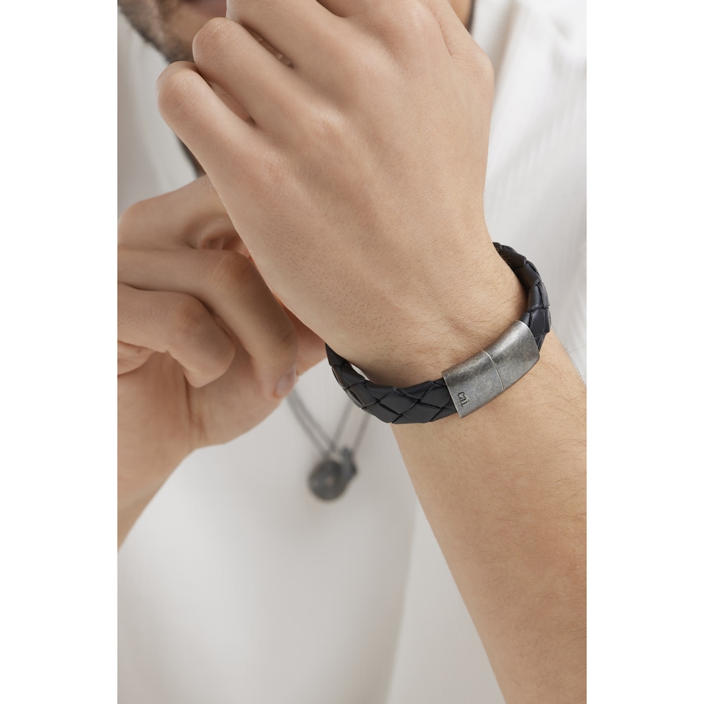 CAÏ Armband »925/- Sterling Silber rhodiniert Lederband Magnetverschluss«