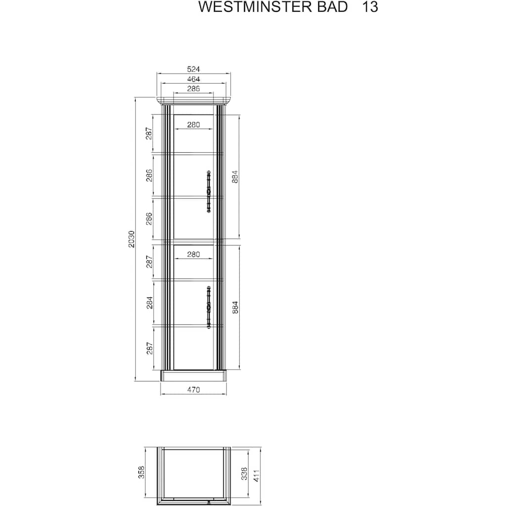 Home affaire Stauraumschrank »WESTMINSTER«, im romantischen Landhausstil