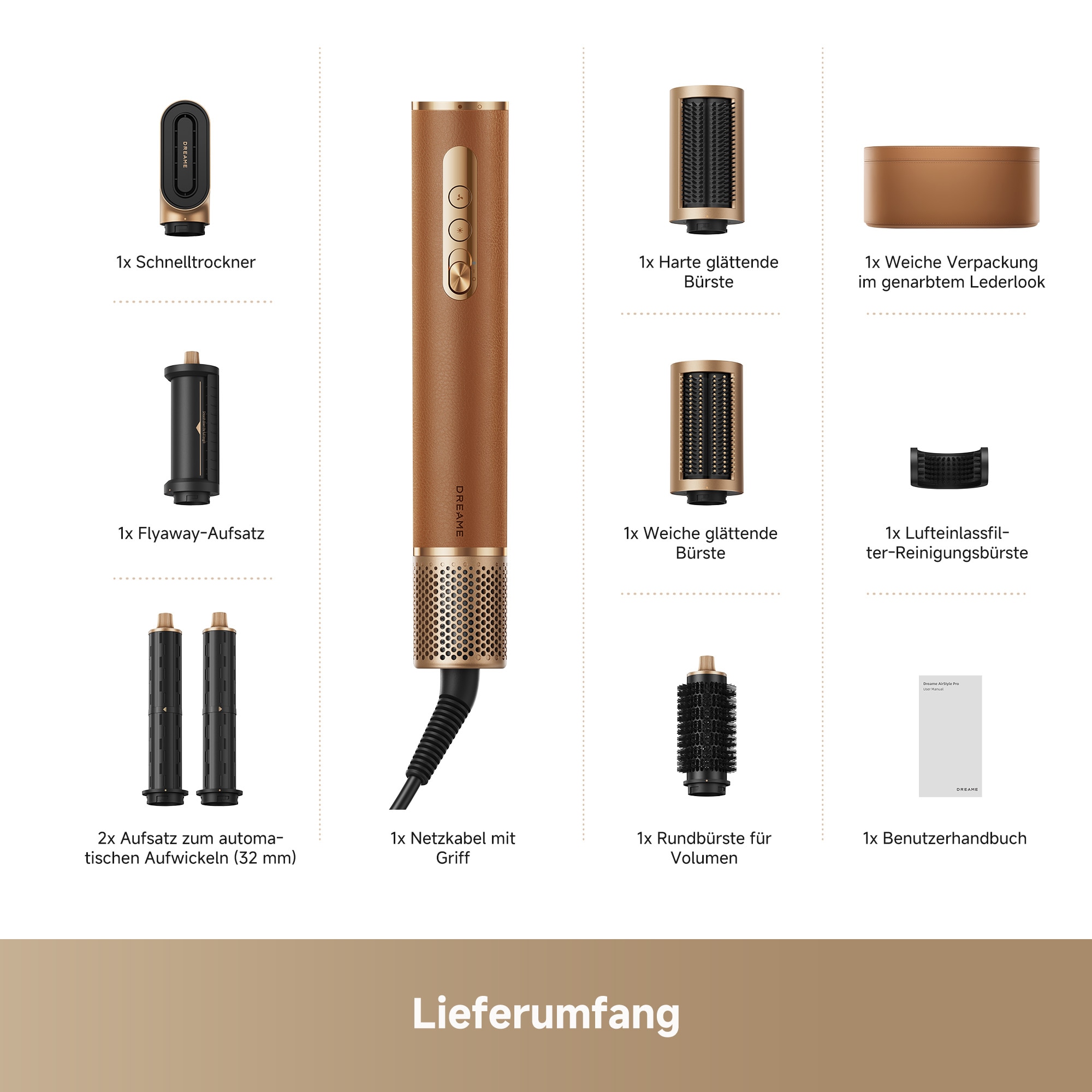Dreame Multihaarstyler »Airstyle Pro«, 7 Aufsätze, 7 Aufsätze, 3 Temperatur- & Geschwindigkeitsstufen, leise mit 75 dB
