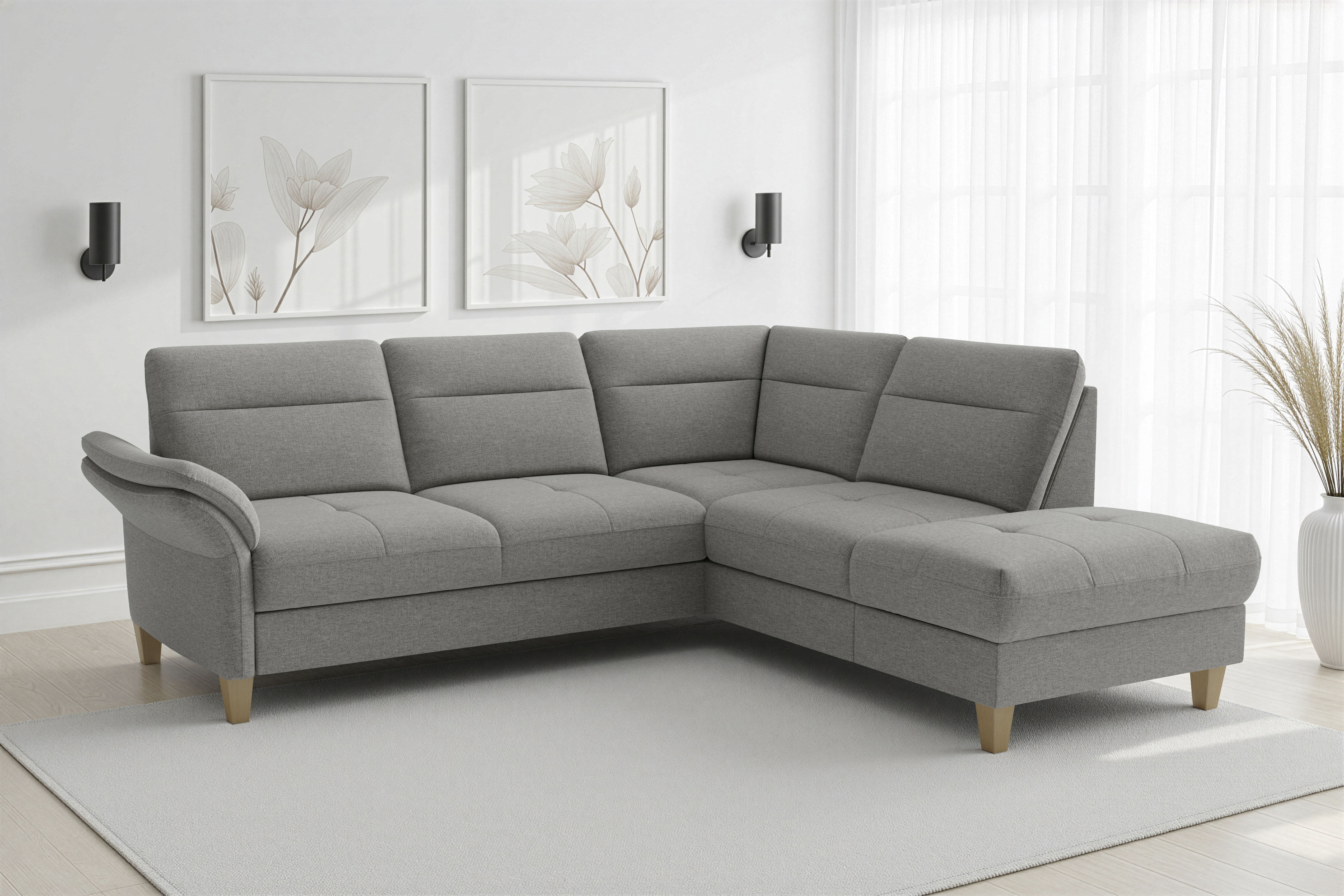 sit&more "Pamela L-Form, B: 218 cm, optional Schlaffunktion & Bettkasten" mit Federkern