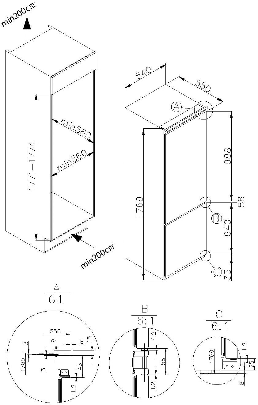 Amica Einbaukühlgefrierkombination »EKGCS 387 921«, Inverter Kompressor
