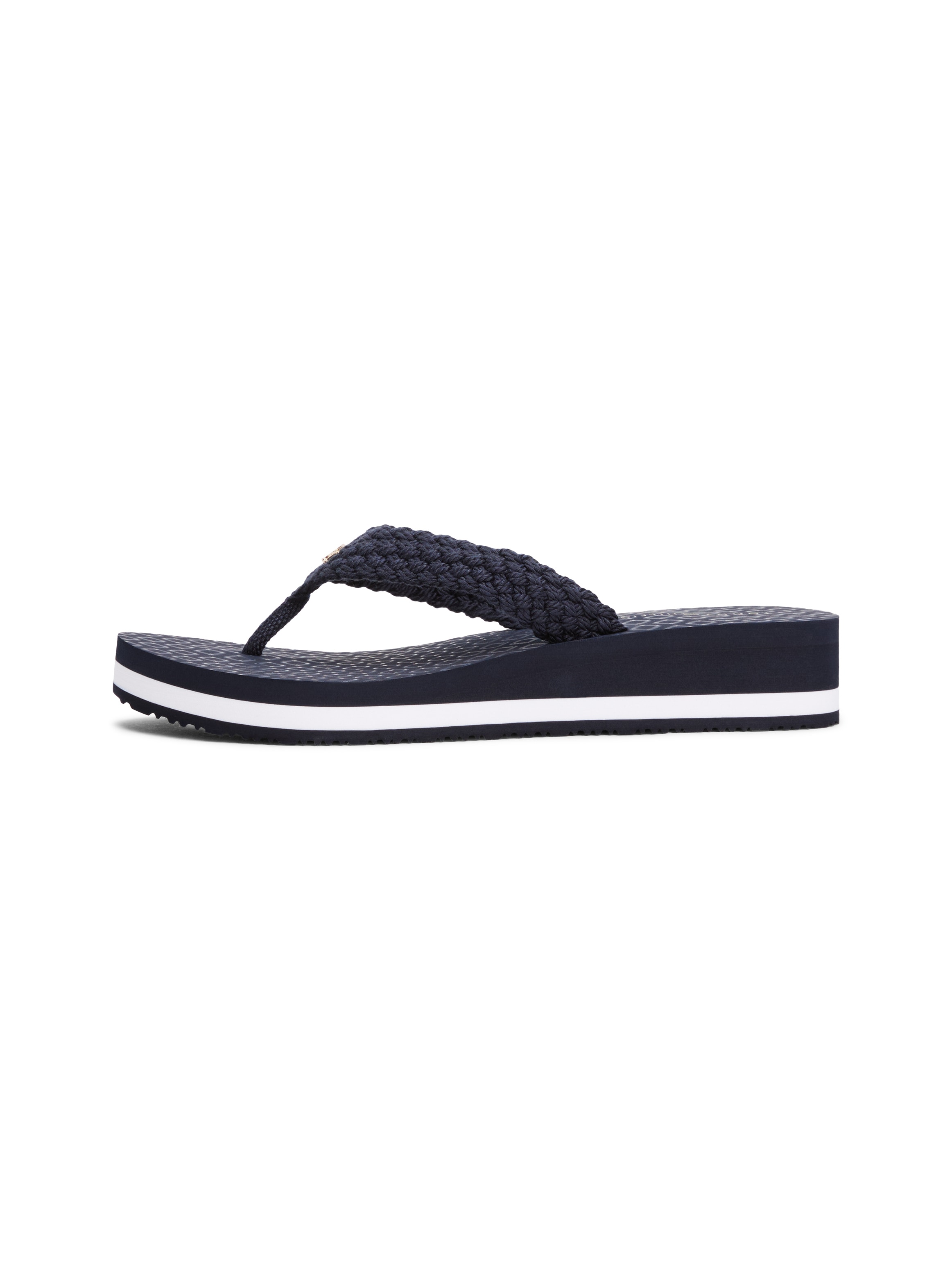 Tommy Hilfiger Dianette »TH CROCHET MID BEACH SANDAL«, Keilabsatz, Plateau, Zehentrenner, Sommerschuh mit Label
