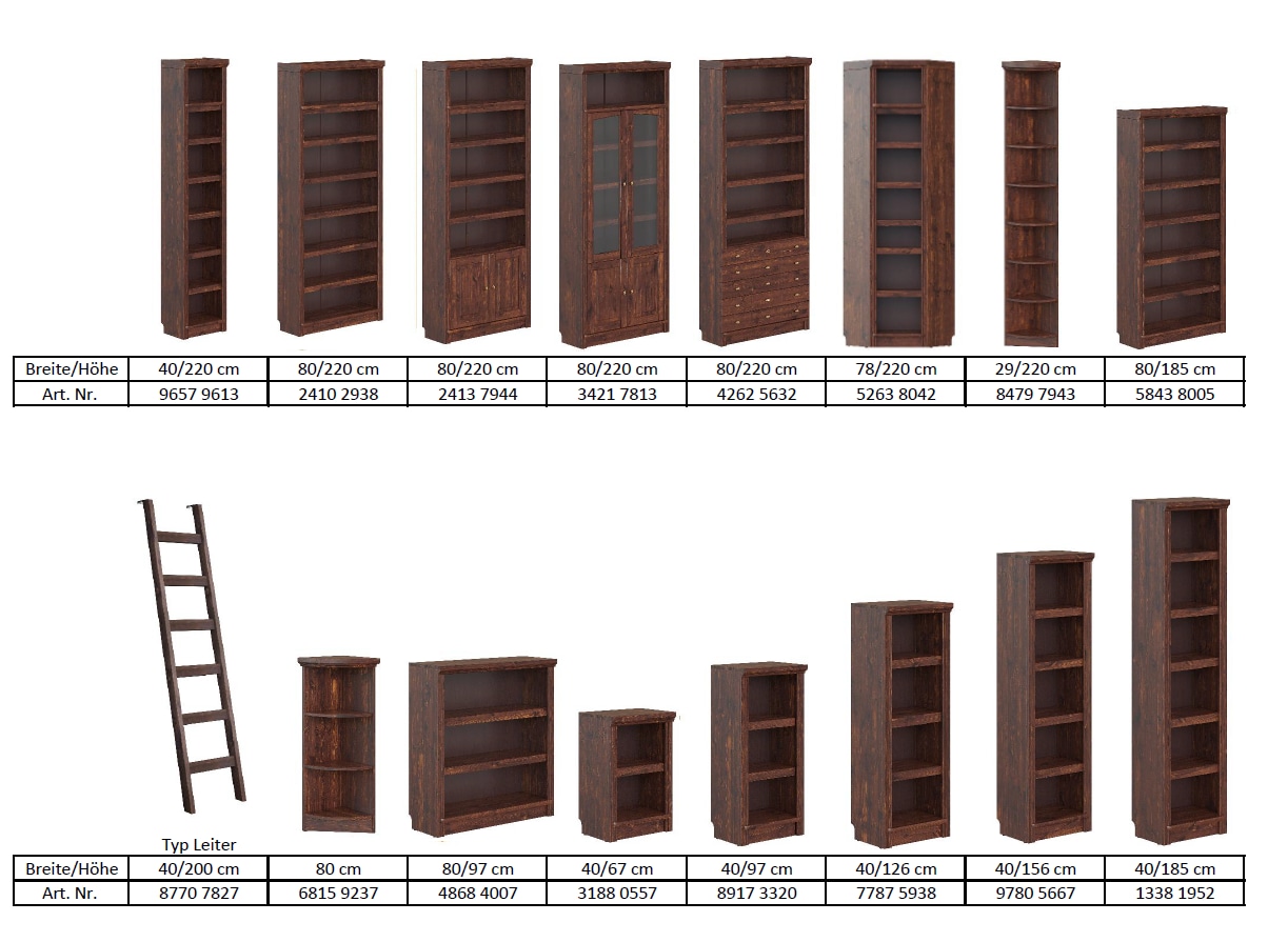 OTTO home Standregal »Riga Bücherregal Regal Breite/Tiefe 40/29 cm« aus massiver Kiefer, FSC®-zertifiziert