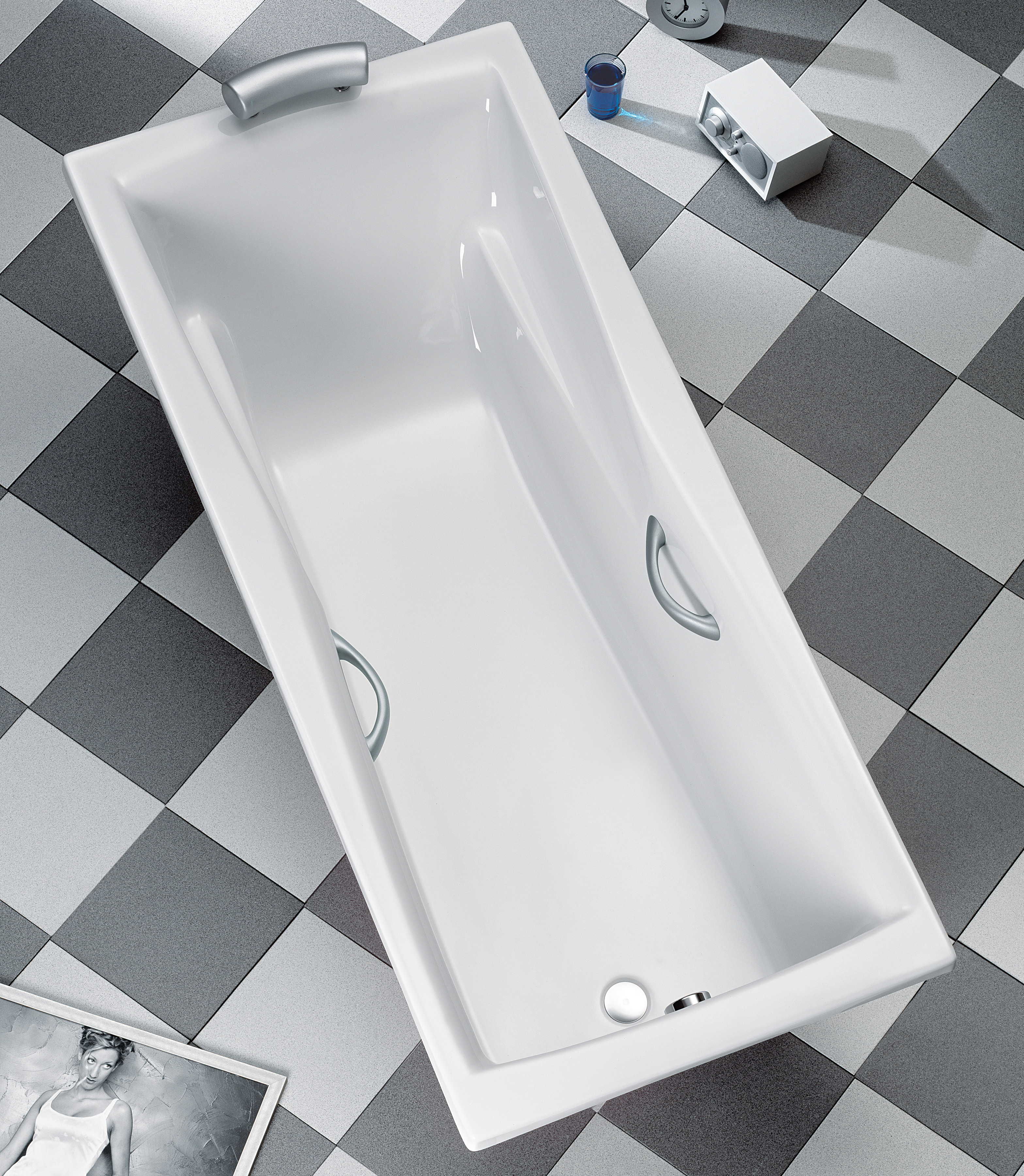 Badewanne OTTOFOND, B:80cm H:45cm L:180cm T:80cm, weiß, Sanitäracryl, Badewannen, "Atlanta", mit Fußgestell