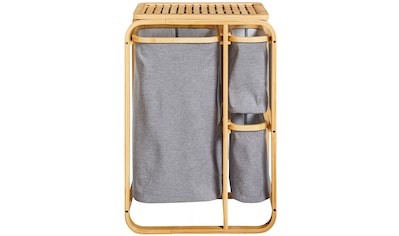 Wäschesortierer »Tulum«, aus Bambus, Wäschekorb mit 3 herausnehmbaren Wäschesäcken