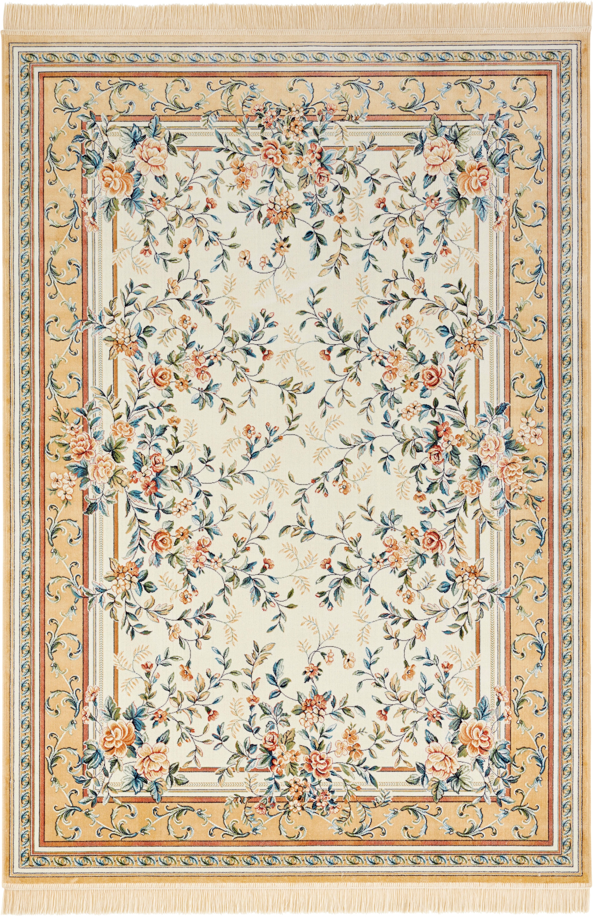 NOURISTAN Teppich »Antik Flowers«, rechteckig, Orientalisch mit Fransen, Orient, Wohnzimmer, Schlafzimmer, Esszimmer