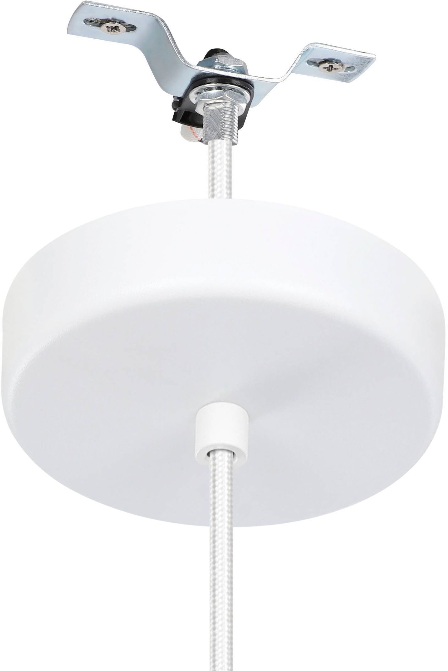 EGLO Hängeleuchte »Dolwen Hängelampe, Pendelleuchte, Esszimmerlampe Japanisch, E27, Lampe« E27 1 Stk. Hängeleuchte - H110 x Ø33,5 cm - weiß - 1X40W exkl.