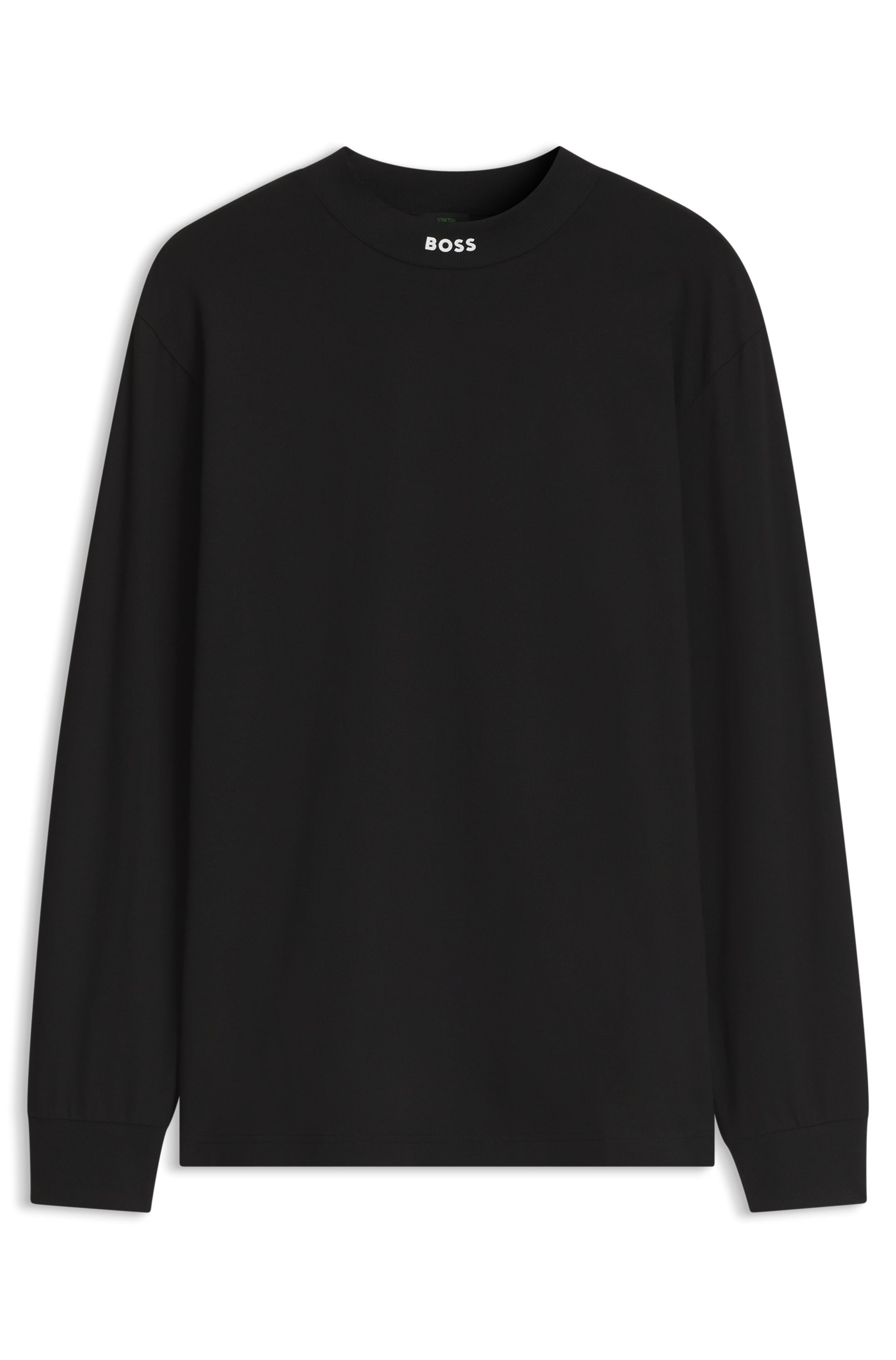 BOSS GREEN Langarmshirt Stretch Jersey Baumwolle, Relaxed Fit, Rundhalsausschnitt