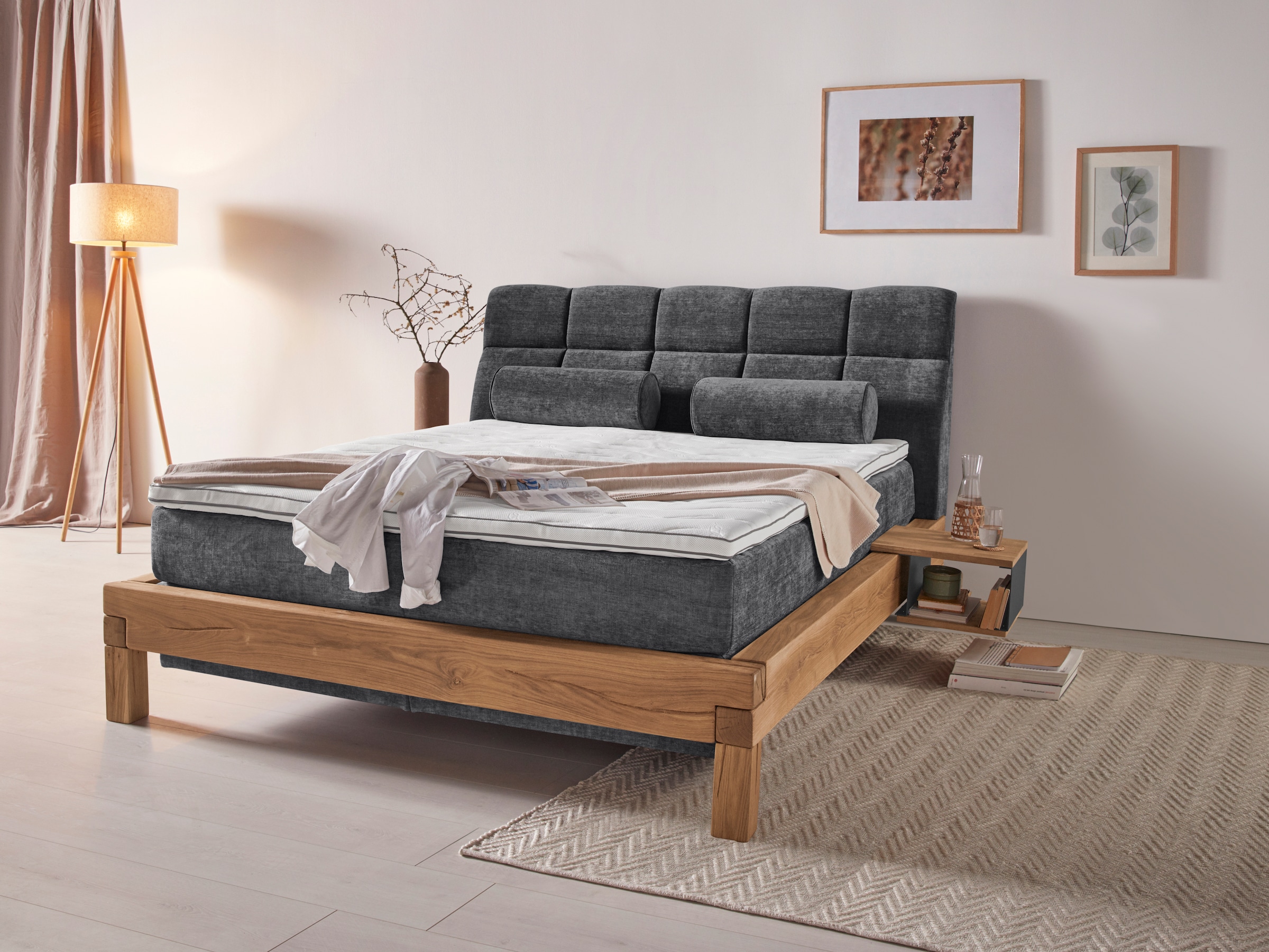 Home affaire Boxspringbett »Villads«, Liegefläche: 160/200 cm aus Balkeneiche, Inside-Boxspring-Unterbau