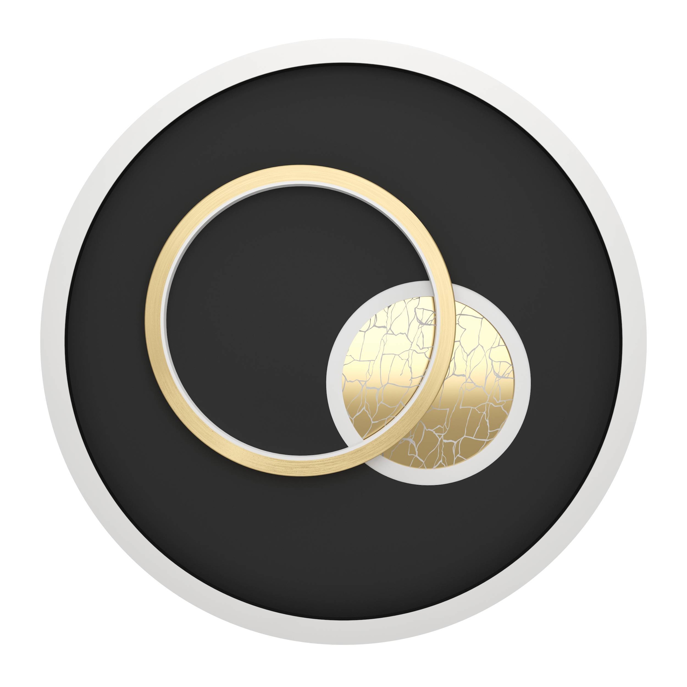 EGLO Deckenleuchte »Tiriolo LED Deckenlampe, geometrisch, Metall und Kunststoff, Flurlampe« LED-Modul 1 Stk. Warmweiß Wand-/Deckenleuchte - H6 x Ø38 cm - schwarz, gold - 14W;8,5W inkl.