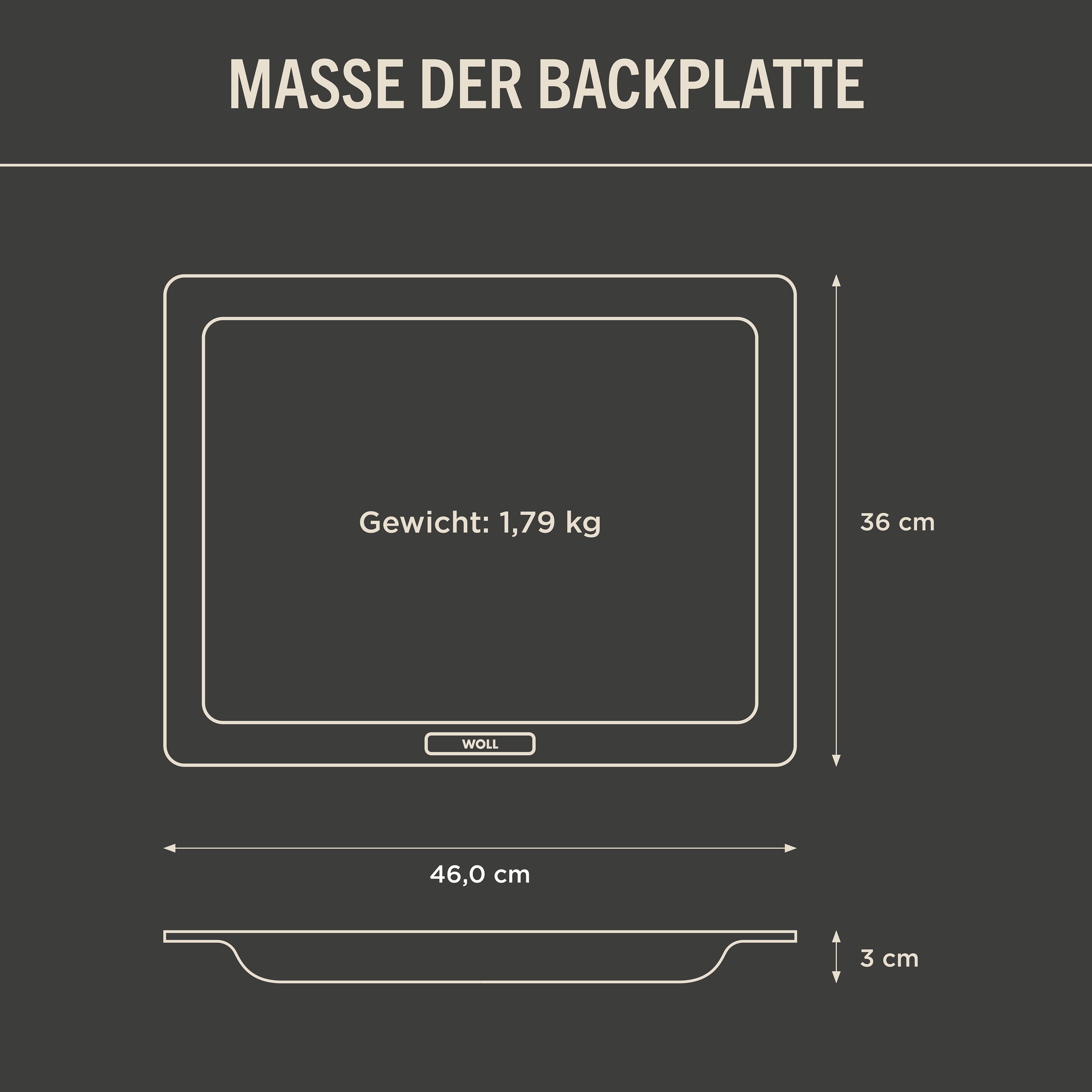 WOLL Backblech »WOLL D-Lite Aluminium Backplatte, PFAS-frei bis 300 °C« Aluminium 1 Stk. tlg. BACKBLECH: QXR-Oberfläche, 4 mm Aluguss, 3 cm flach