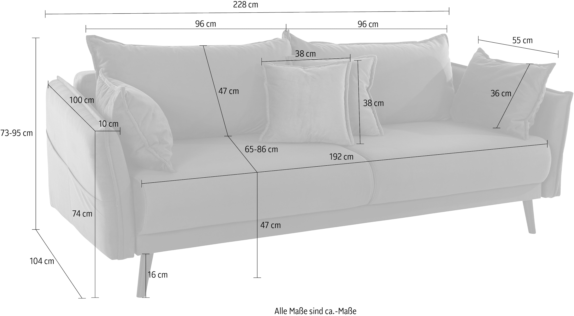 Home affaire Schlafsofa »Granbo«, incl. Bettfunktion und Bettkasten, Federkern-Polsterung, Seitentasche