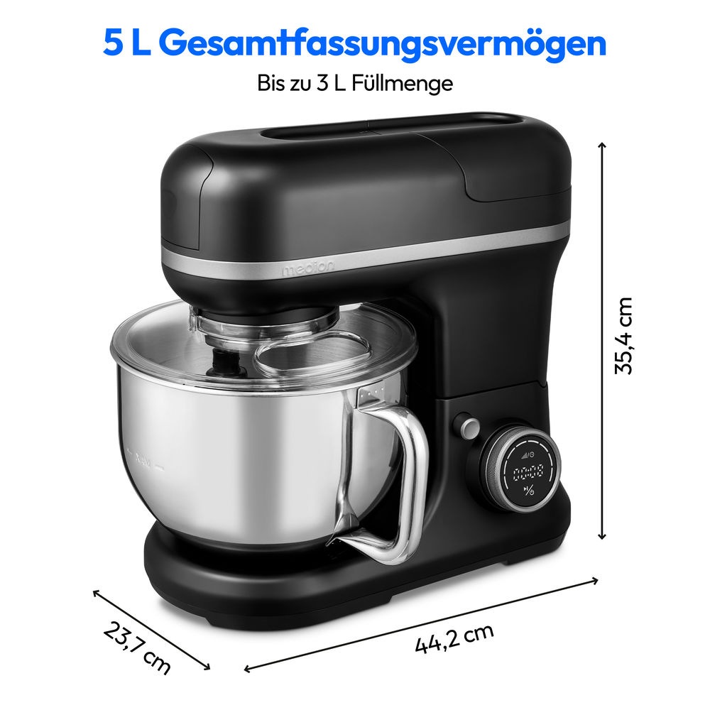 Medion® Küchenmaschine »MD 18442 8 Geschwindigkeitsstufen, schwarz«, schwarz