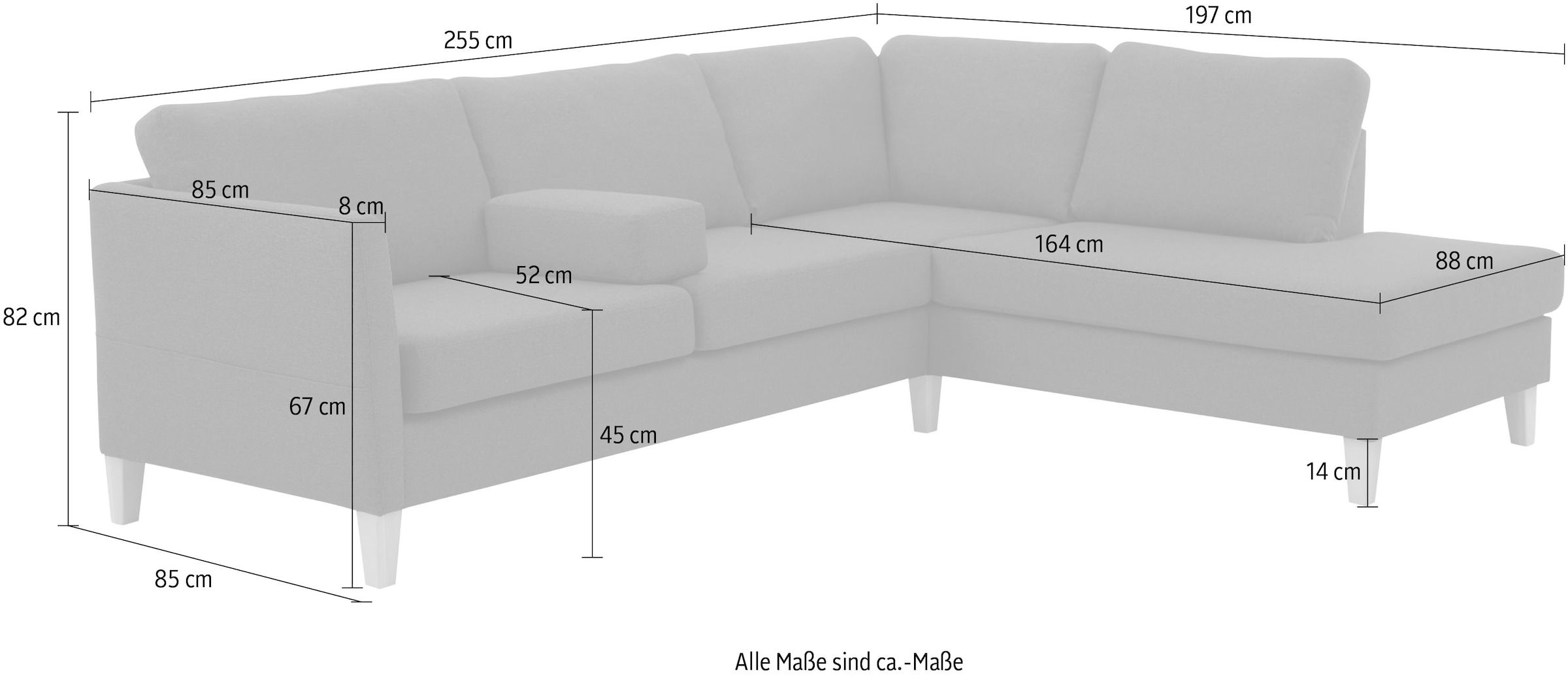 und mit home ATLANTIC collection mit Massivholzfüßen Ottomane, BAUR | Ecksofa »Mailo«, Seitentaschen