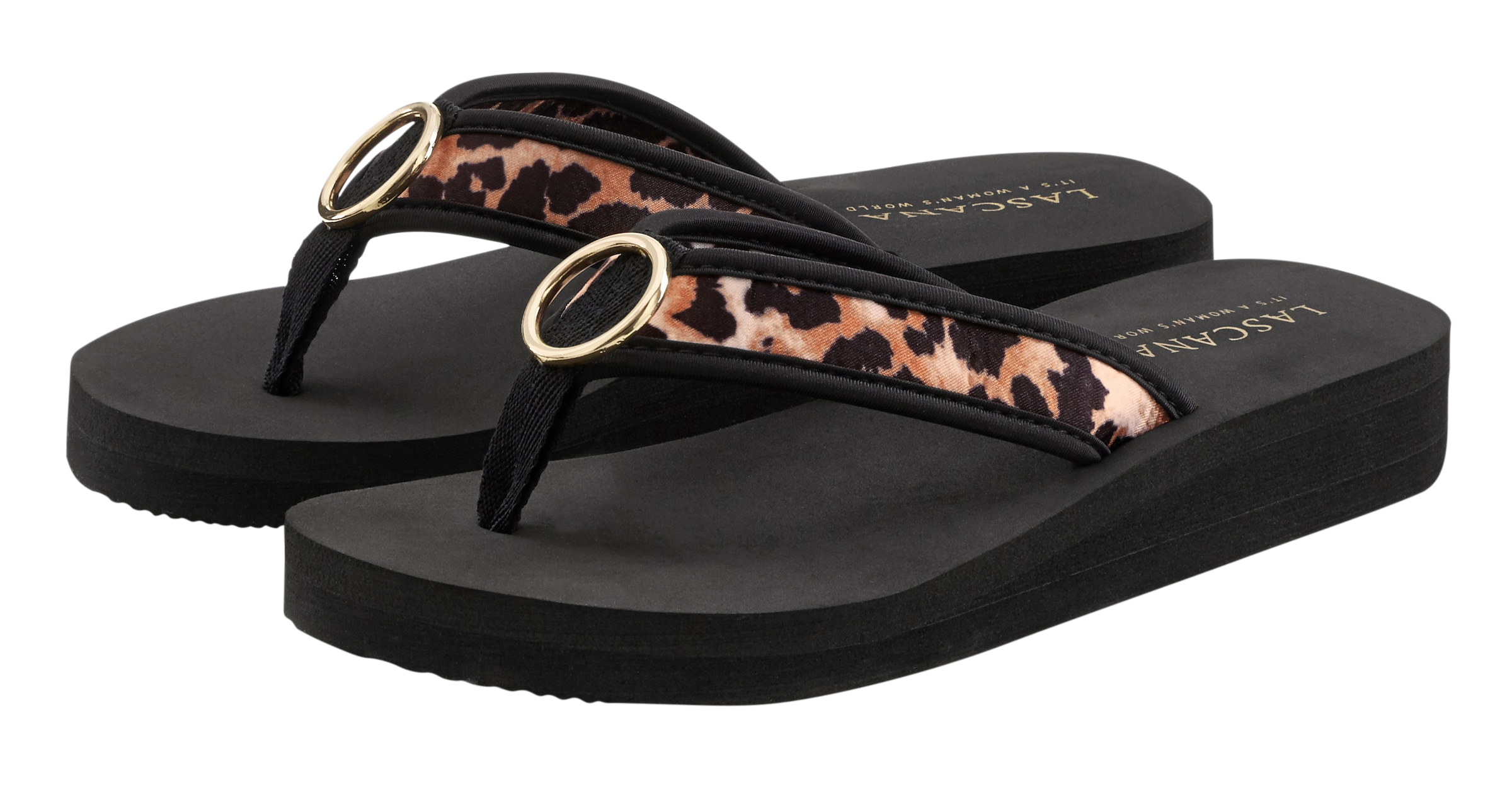 LASCANA Badezehentrenner, Sandale, Pantolette, Badeschuh mit Ringapplikation "Italy" VEGAN