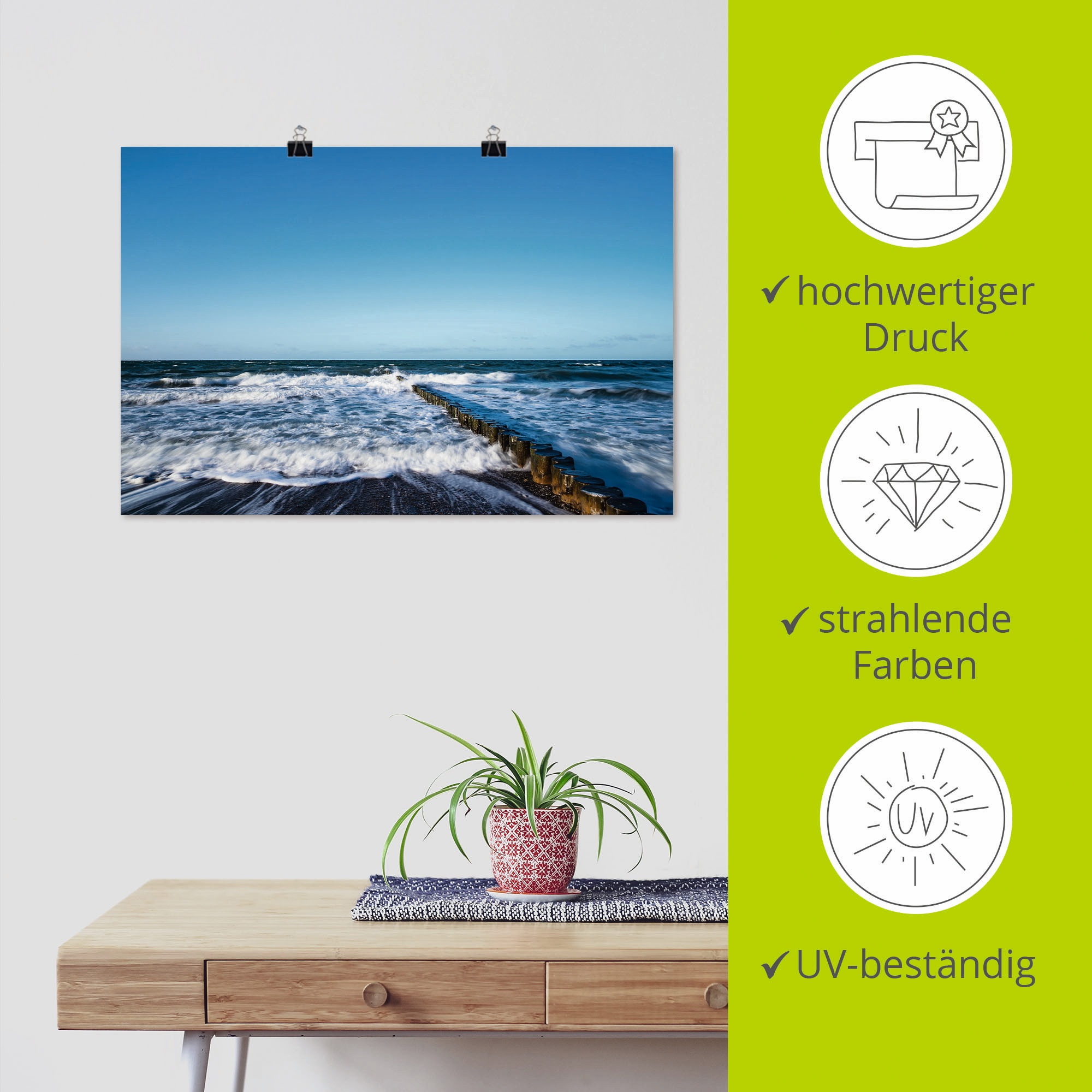 Artland Wandbild »Buhnen an der Küste der Ostsee IV«, Küste, (1 St.), als Poster in verschied. Größen