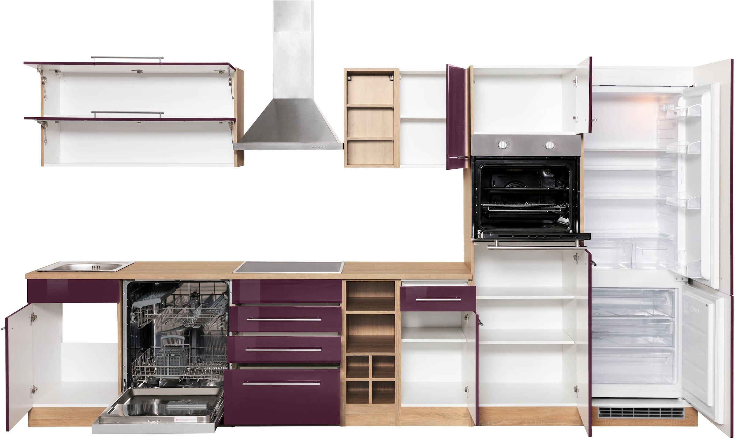 KOCHSTATION Küchenzeile »KS-Eton«, ohne E-Geräte, Breite 360 cm