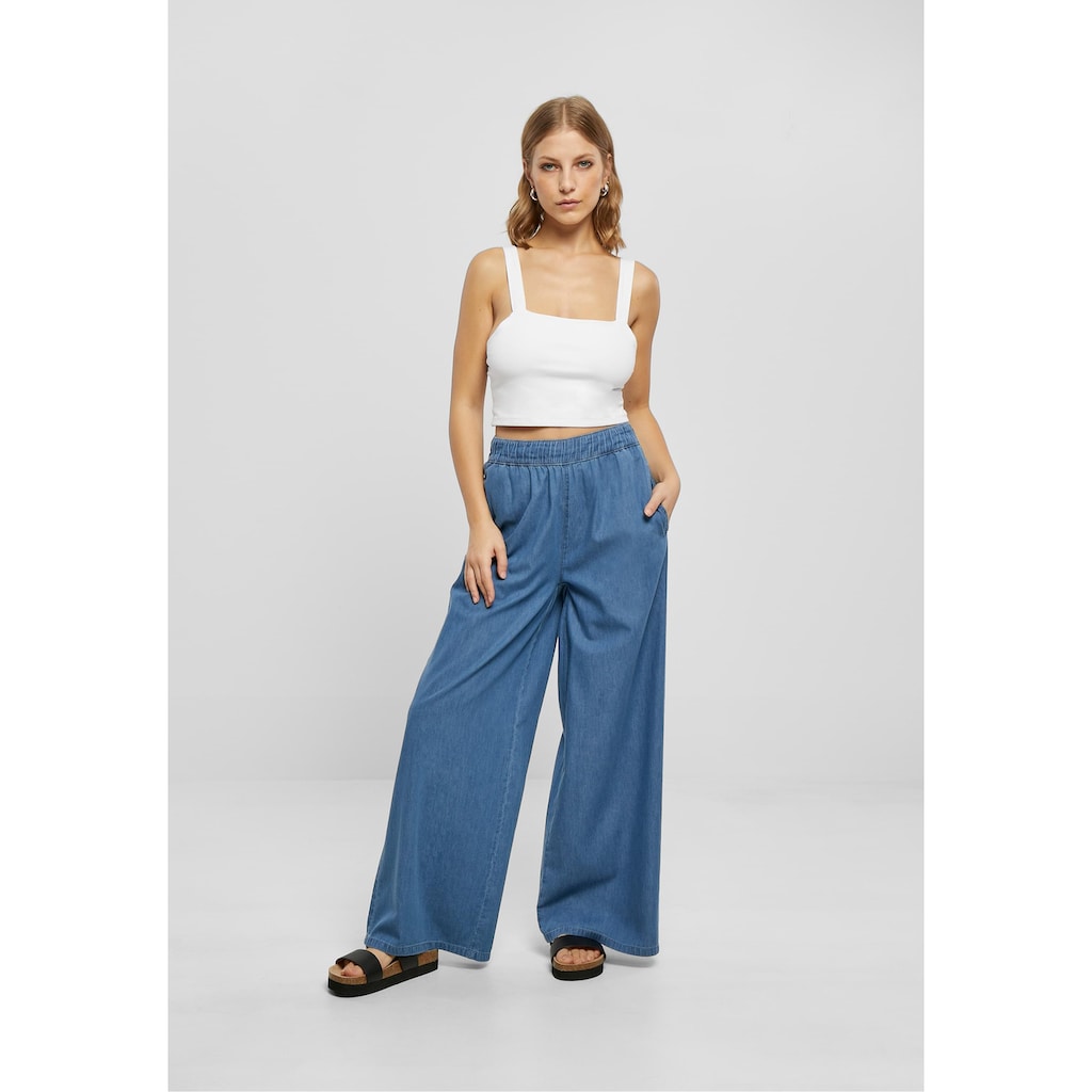 URBAN CLASSICS Stoffhose »Urban Classics Damen Ladies Light Denim Wide Leg Pants«, (1 tlg.)