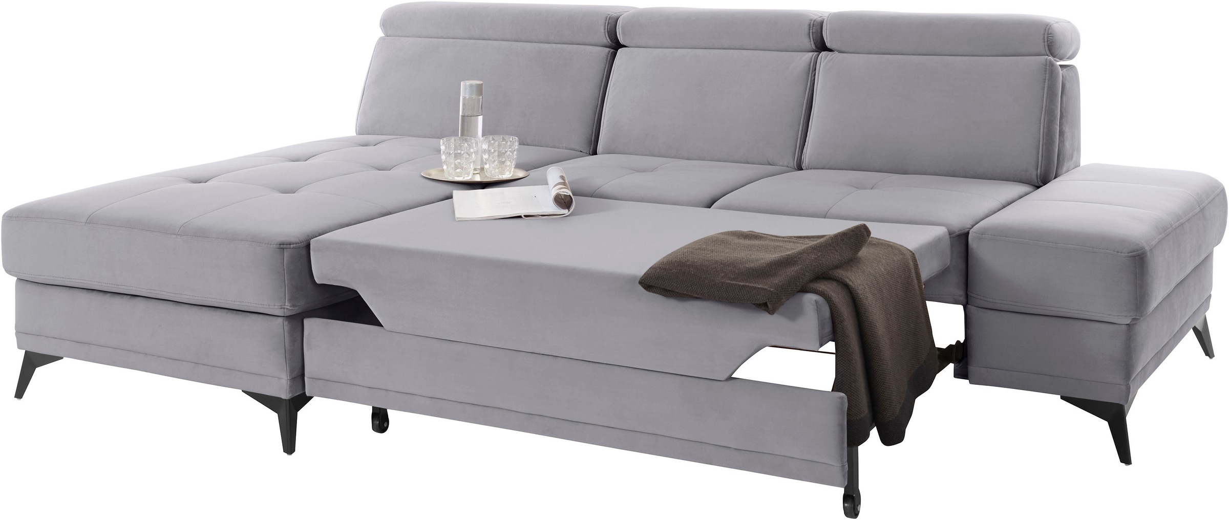 INOSIGN Ecksofa »Cardiz L-Form«, inkl.Kopfteilverstellung und Federkern wahlweise mit Bettfunktion