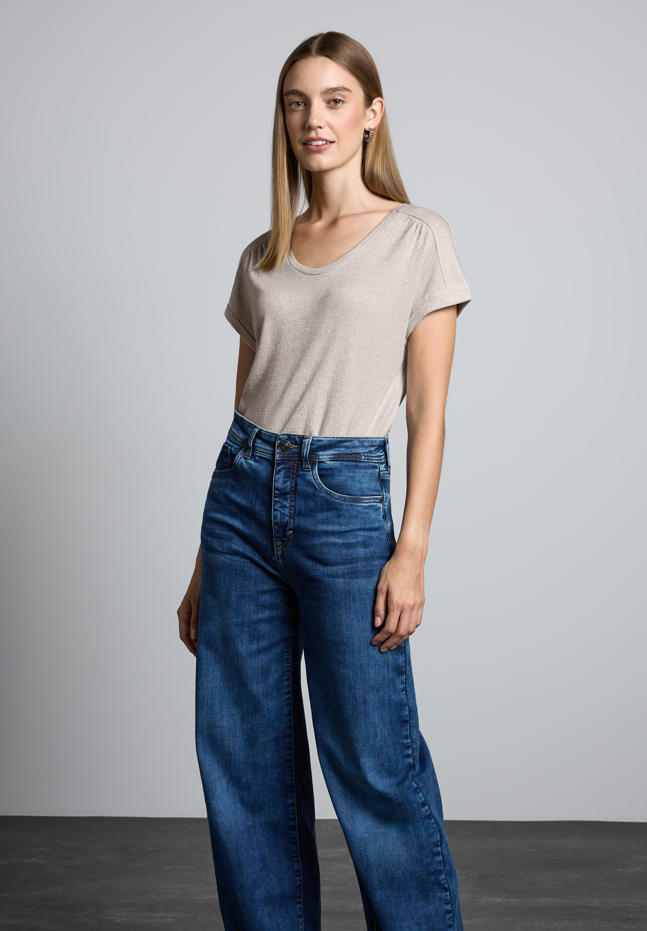 STREET ONE Shirttop, im Glanz-Look