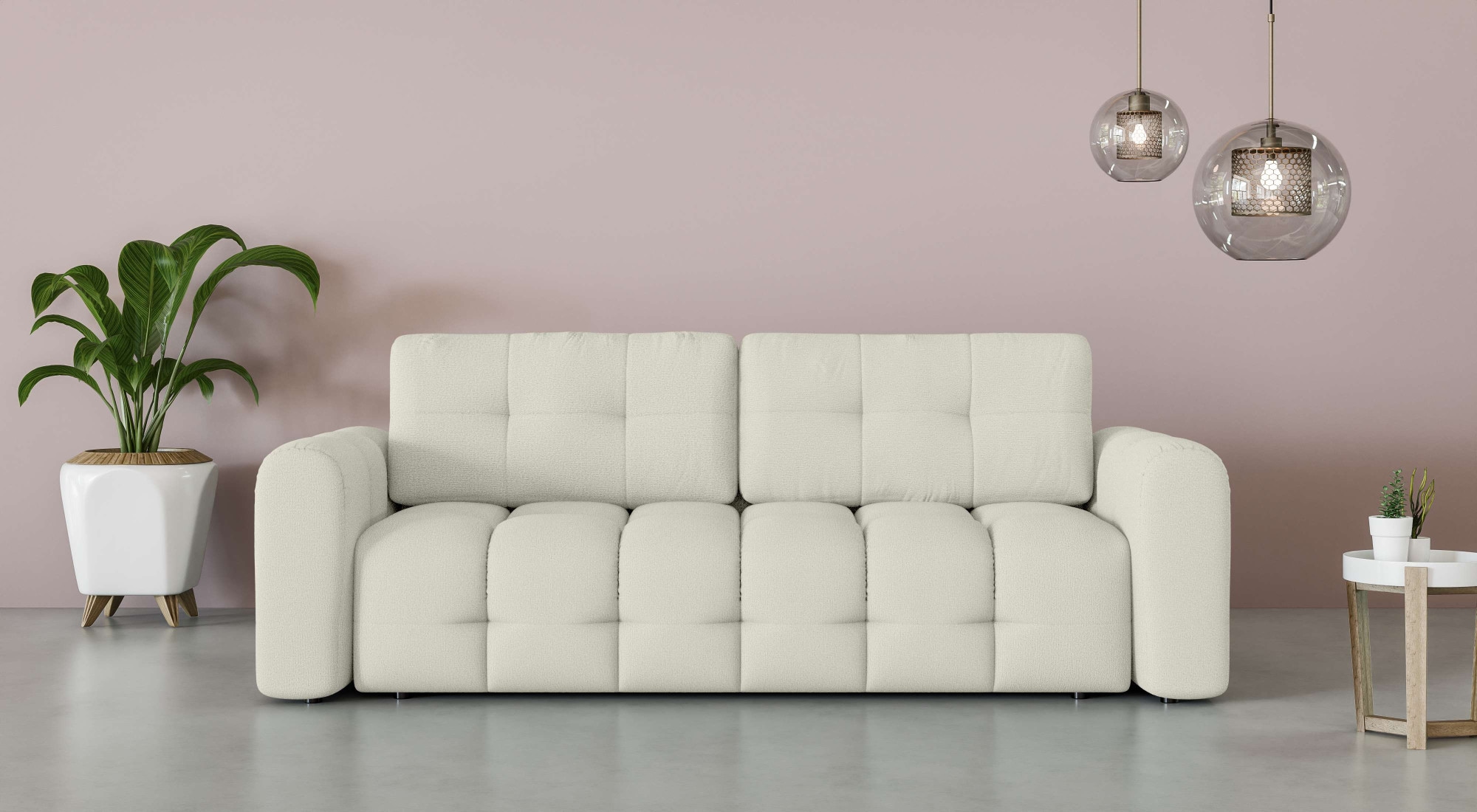 OTTO home 3-Sitzer "Manilla, wahlweise mit Bettfunktion, B/T/H 265/117/91 cm" mit Wellenunterfederung, in verschiedenen Materialien und Farben