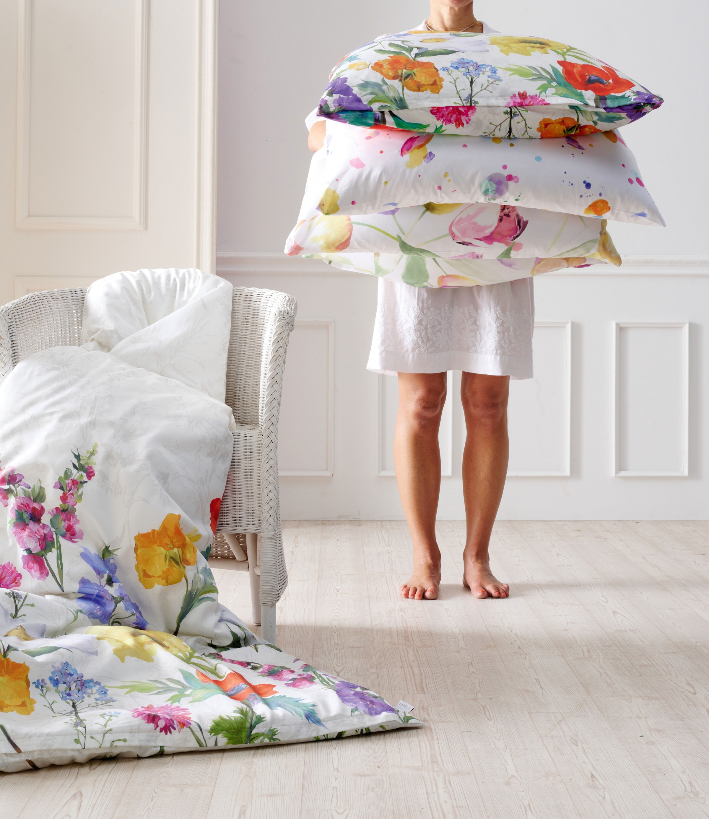 APELT Bettwäsche »Fiora« 2 tlg. Bettwäsche-Set mit Reißverschluss, Baumwoll-Satin, Digitaldruck