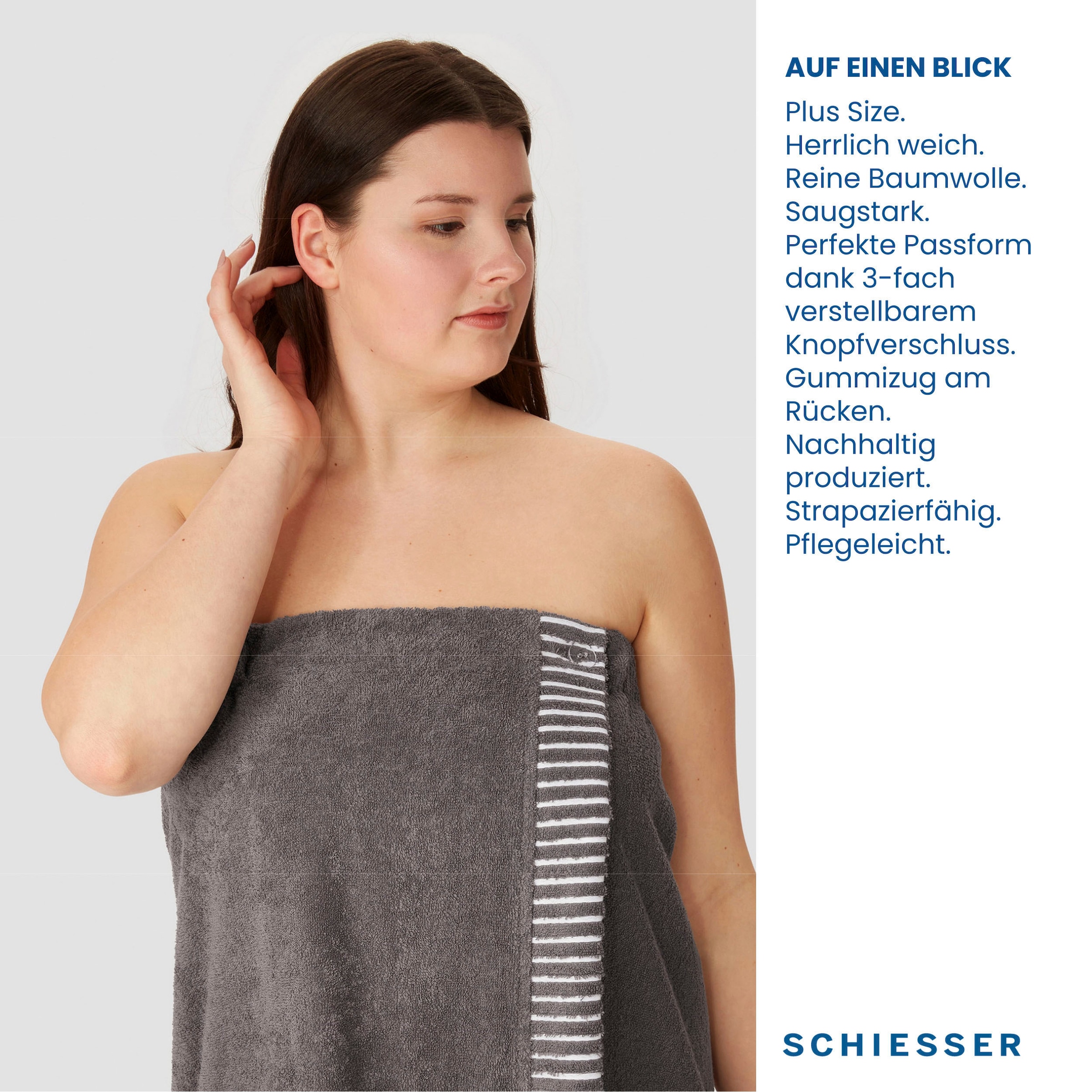 Schiesser Sarong »Saunakilt Rom für Damen aus saugstarkem Baumwoll-Frottier«,  (1 St.), mit Streifen-Akzent und Logostickerei | BAUR | Sarongs