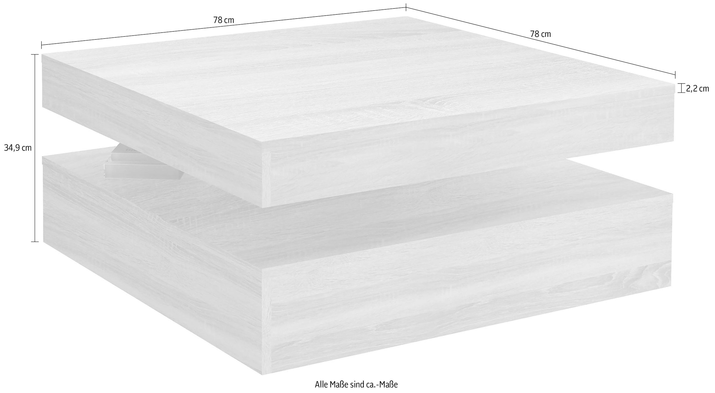 FORTE Couchtisch, mit Funktion, drehbare Tischplatte, Breite ca. 78x78 cm
