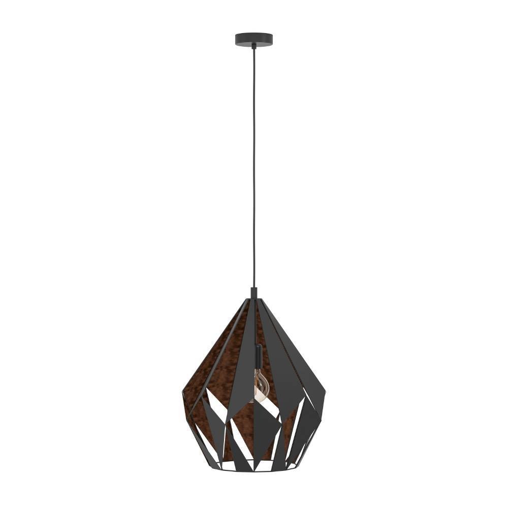 EGLO Hängeleuchte »CARLTON 1«, 1 flammig, Leuchtmittel E27 | ohne Leuchtmittel, Pendelleuchte, Metall in Schwarz und Kupfer, E27 Fassung, Ø 38,5 cm