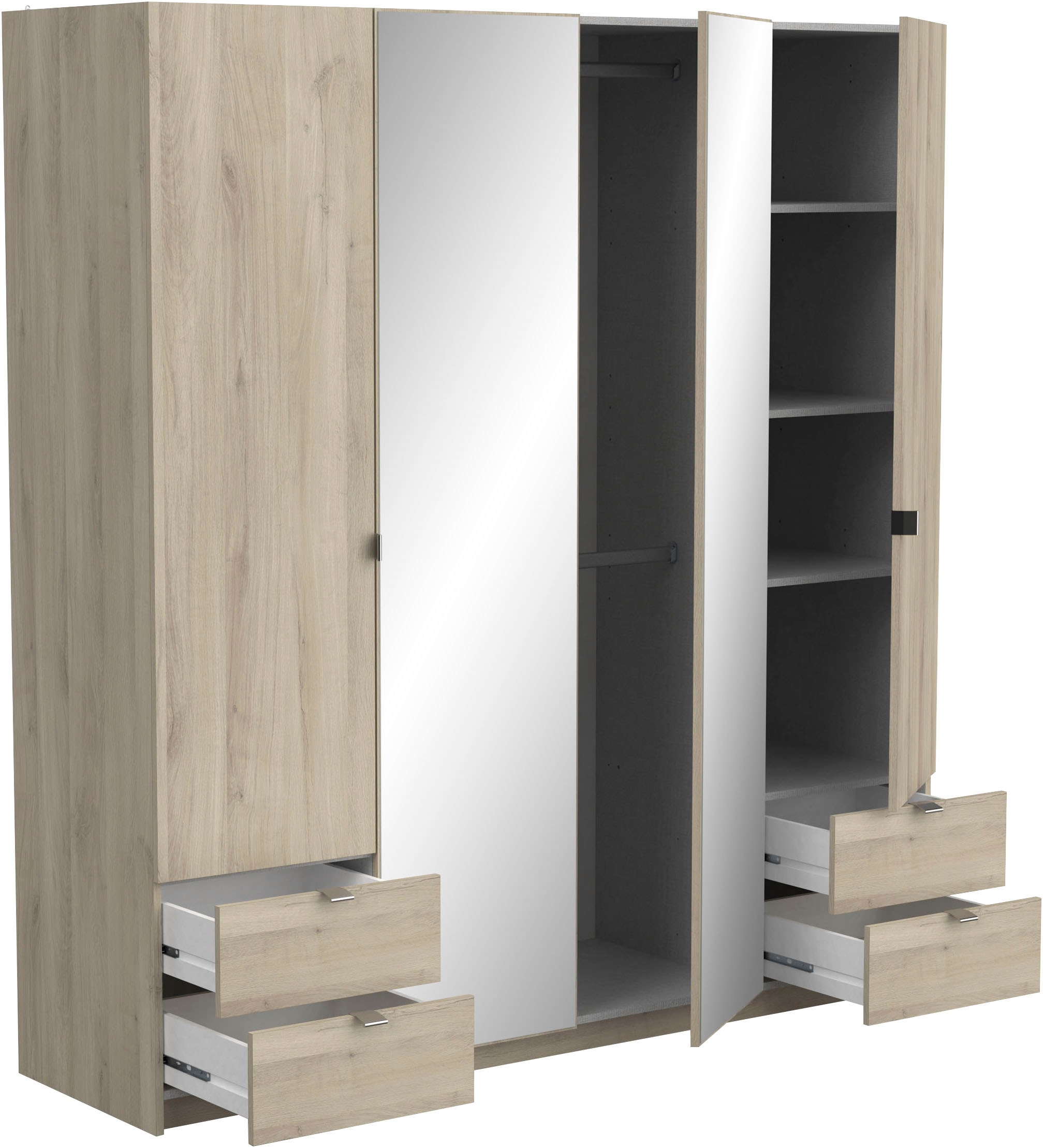 Demeyere GROUP Kleiderschrank »Mellie«, SCHRANK 4-TUERIG 2 SPIEGELN 4 SCHUBLADEN