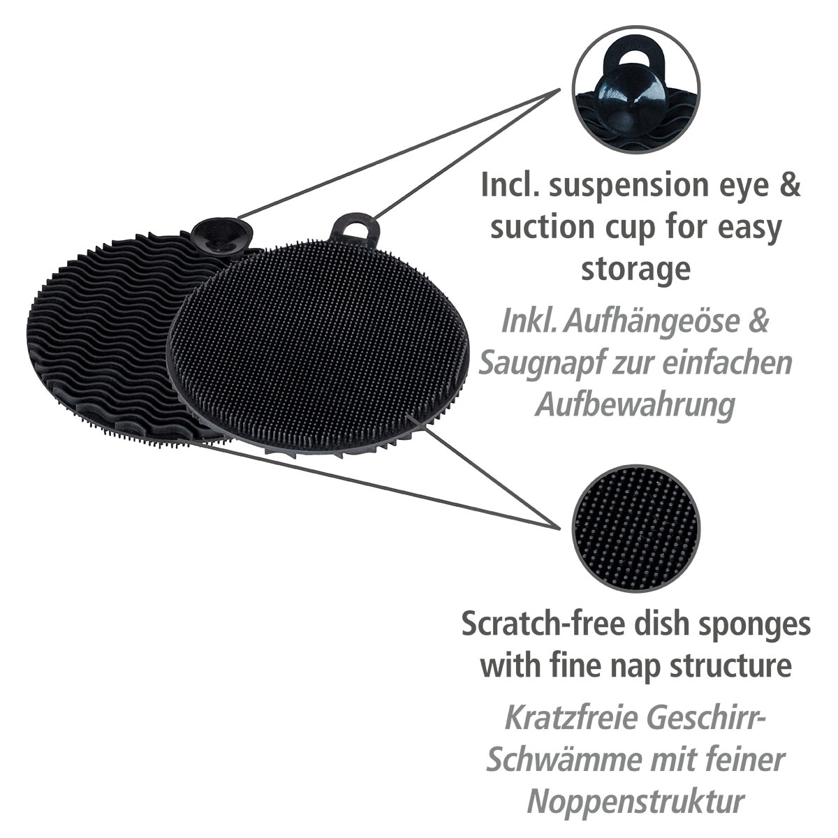 WENKO Küchenorganizer-Set »Black Outdoor Kitchen spül-Set«, (Set, 3 tlg.), Seifenspender und 2 Schwämme