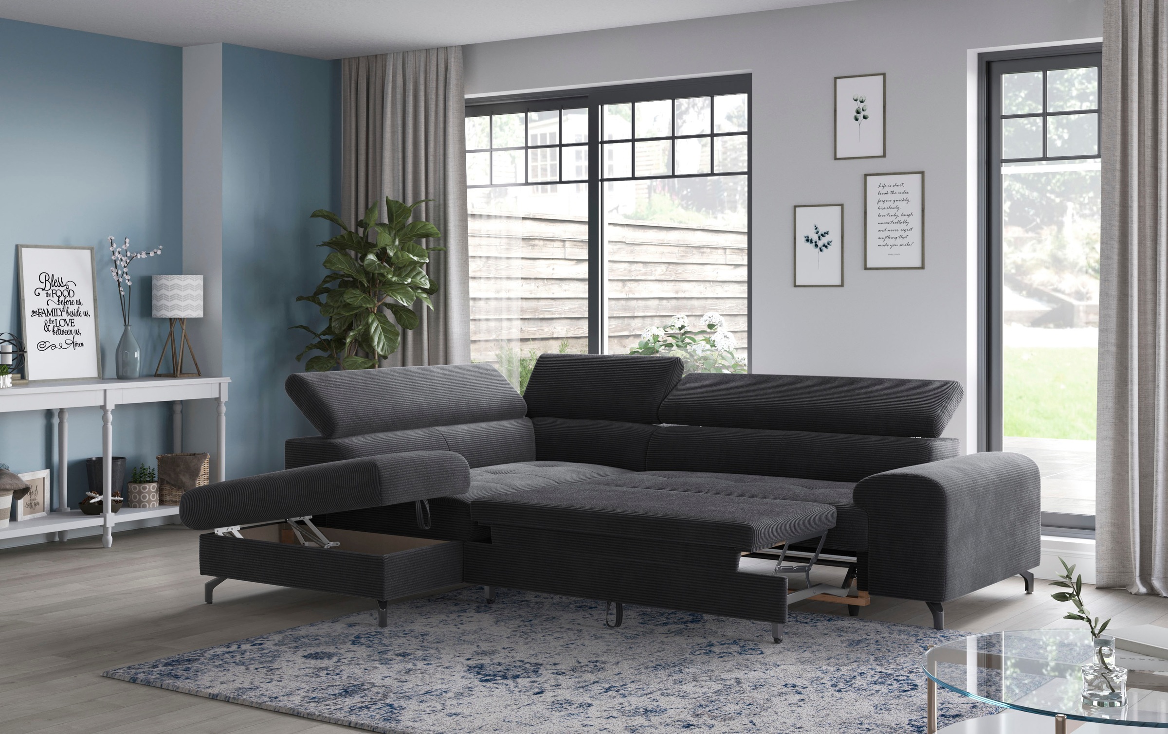 COTTA Ecksofa "Aura L-Form", mit Schlaffunktion, Bettkasten und Kopfteilver günstig online kaufen