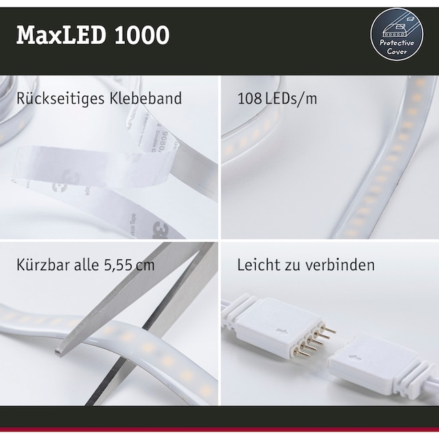 Paulmann LED-Streifen »MaxLED 1000 Basisset 3m IP44 Cover 2700-6500K 32W  230/24V 60VA«, 1 St.-flammig, Tunable White bestellen | BAUR