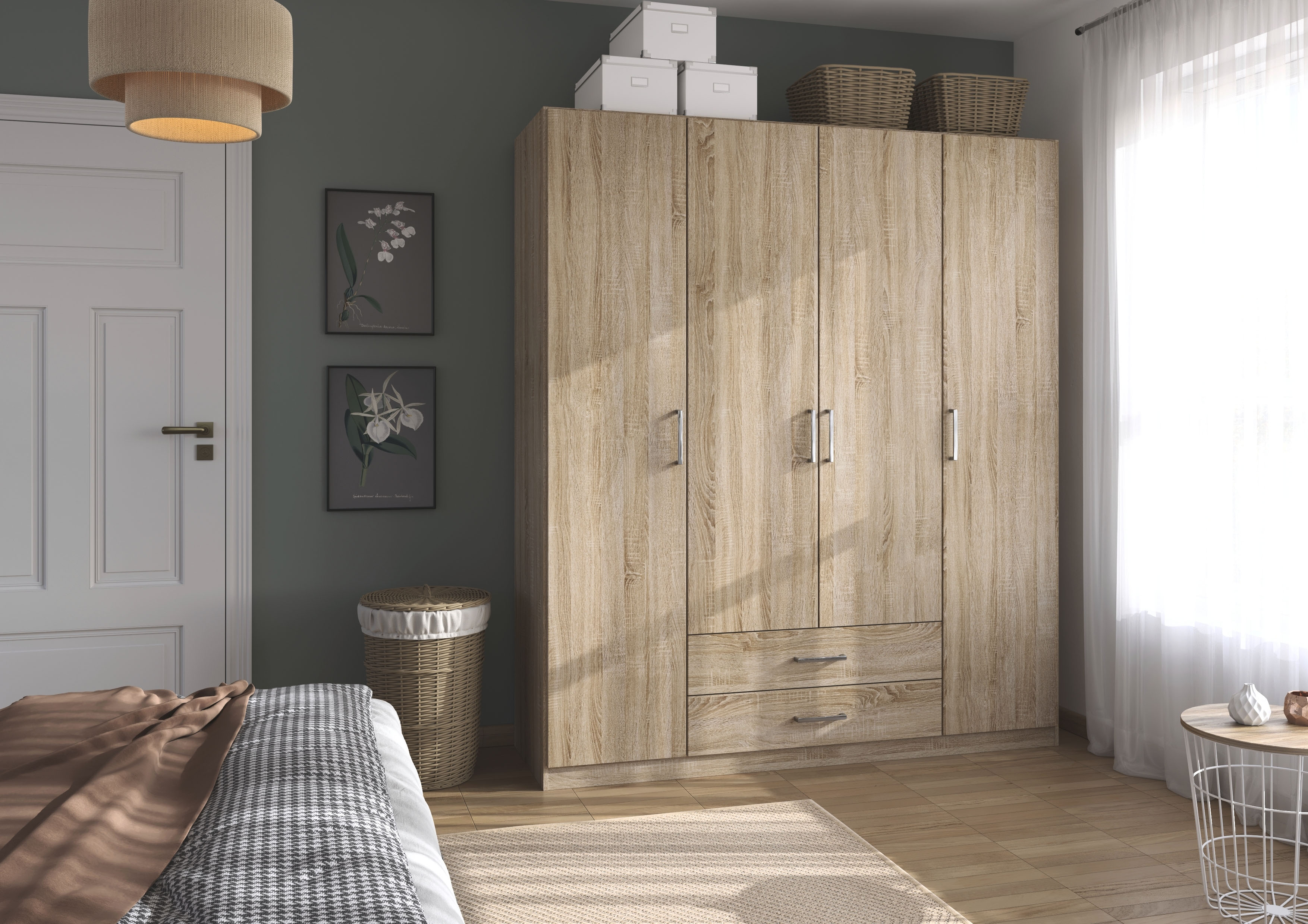 rauch Drehtürenschrank "Kleiderschrank Garderobe GAMMA Breiten 181 cm" in 3 Ausstattungen BASIC/CLASSIC/PREMIUM (inkl. SOFT-CLOSE-Funktion), mit Schubladen, verschiedene Griff-Varianten TOPSELLER MADE IN GERMANY