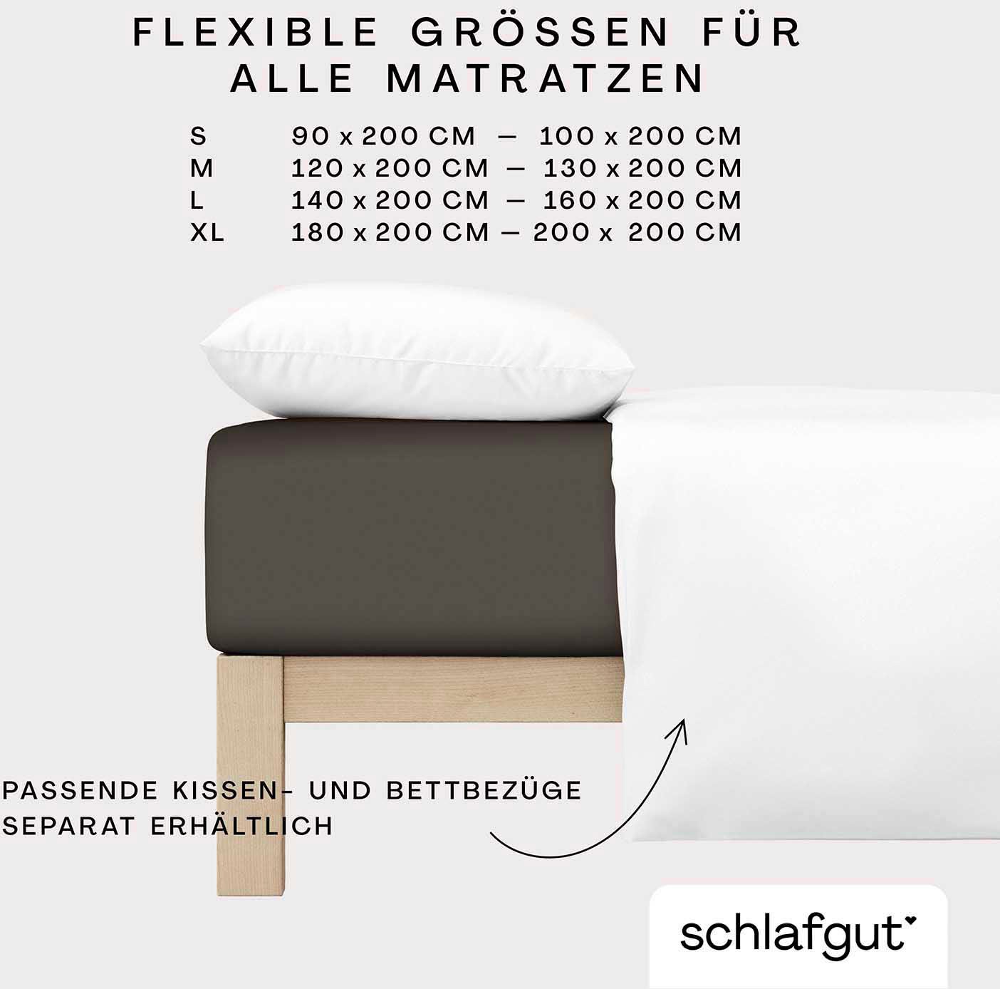 Schlafgut Spannbettlaken »CASUAL u.a. in Gr. 90x200, 140x200 oder 180x200 cm, 100% Baumwolle«, Bettlaken für Matratzen bis 25 cm Höhe, zuverlässig, langlebig, weich