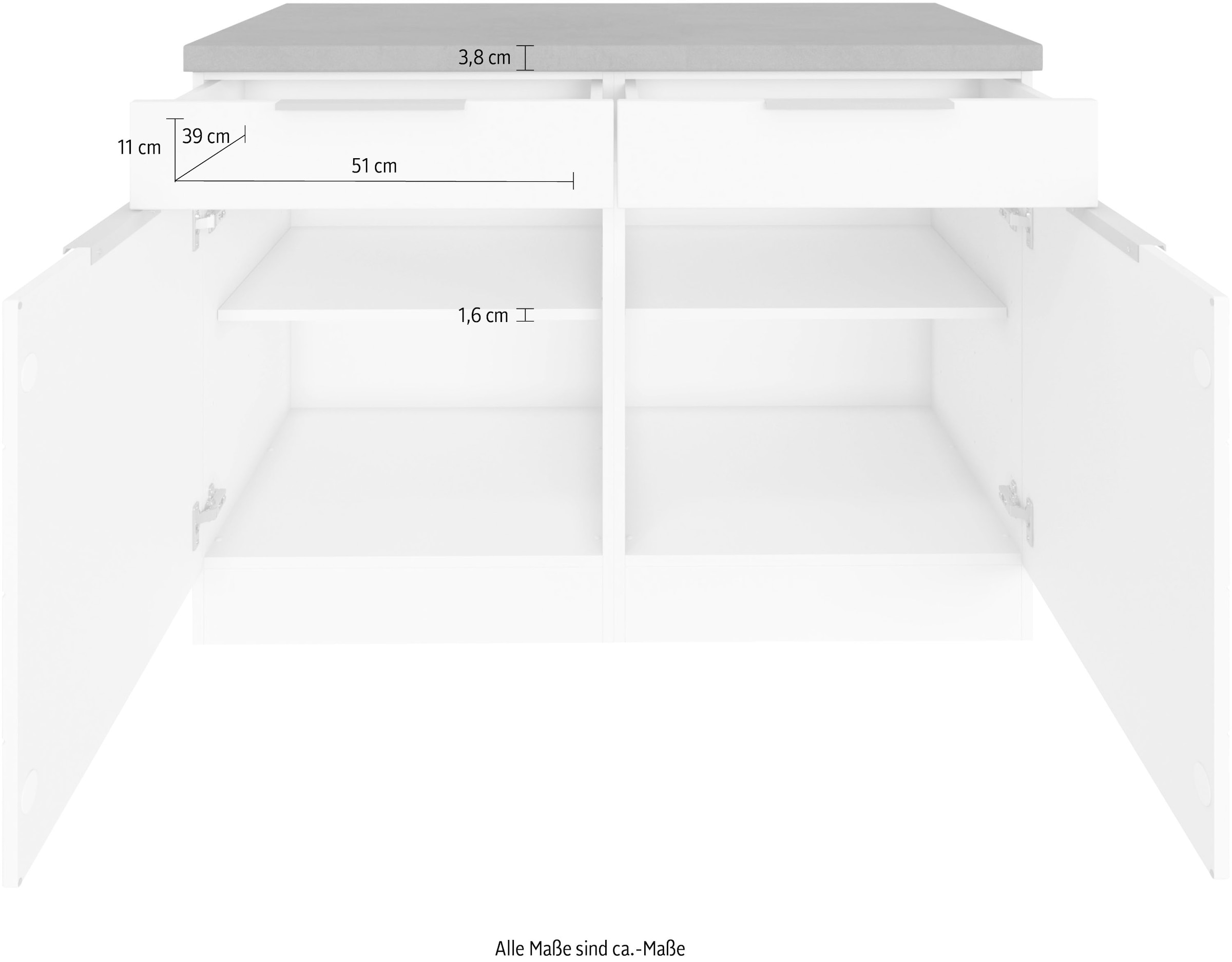 KOCHSTATION Unterschrank »KS-Luhe«, 120 cm breit, für viel Stauraum, MDF-Fronten mit waagerechter Lisene