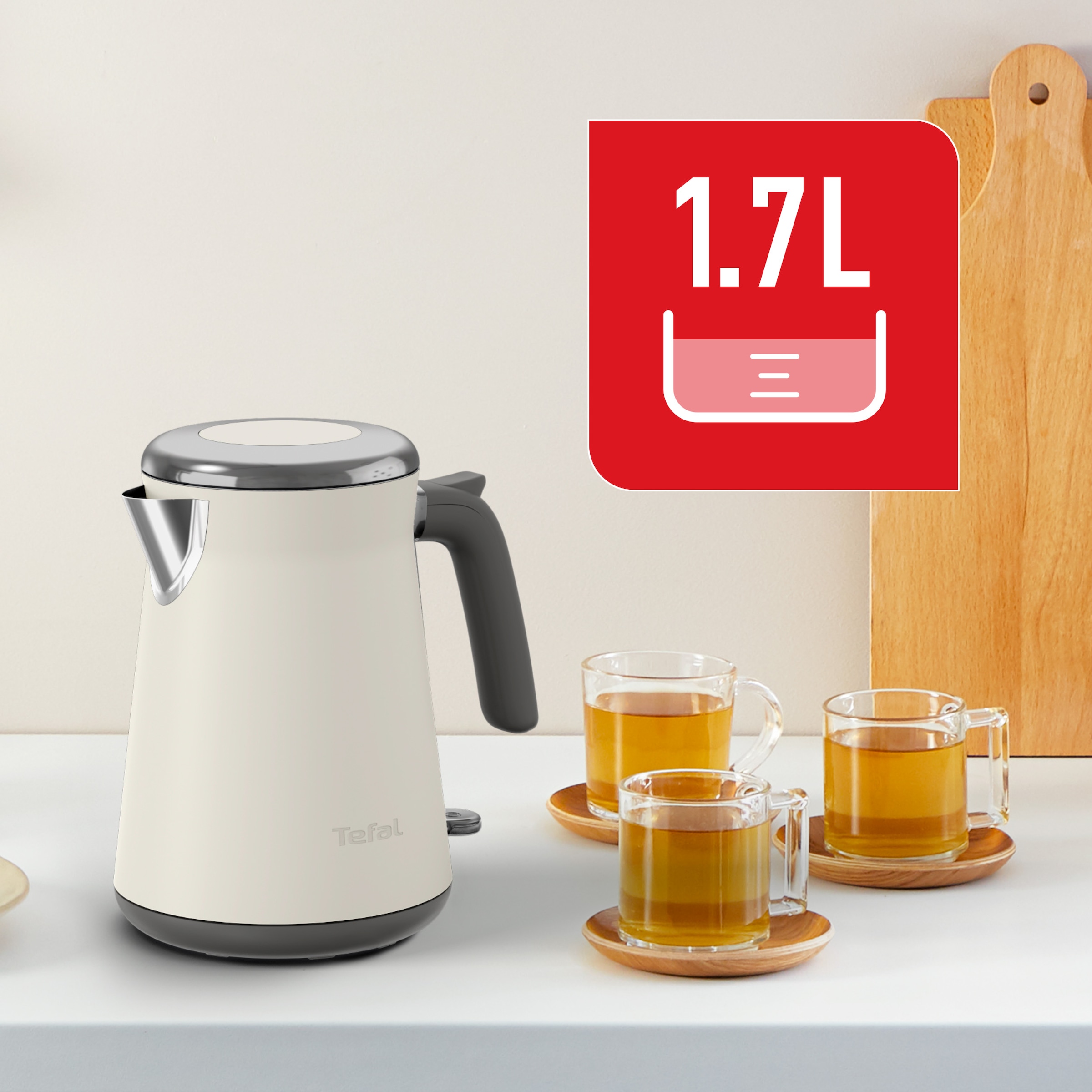 Tefal Wasserkocher »KI666A Collection«, 1,7 l, 2400 W, Deckelöffnung auf Knopfdruck, großes Fassungsvermögen von 1,7 l