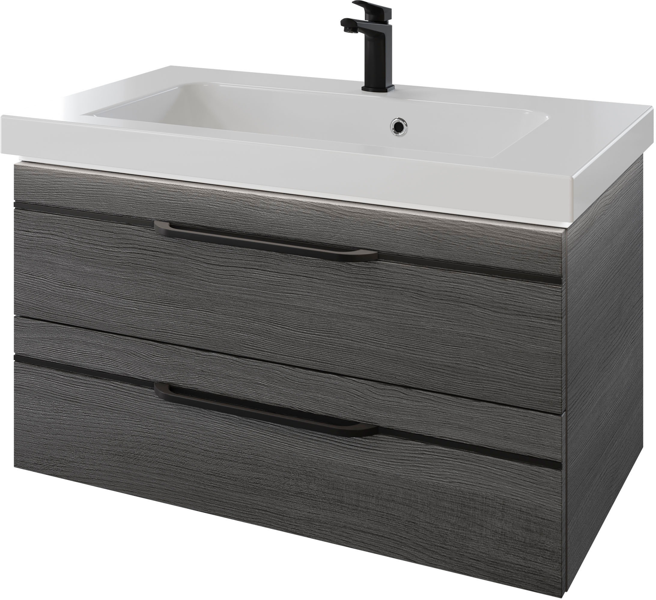 Saphir Badmöbel-Set »Balto 2-teilig Mineralmarmor-Waschtisch mit LED-Spiegel, Waschplatz«, (2 St.), 92 cm breit, mit 2 Schubladen, Badschrank inkl. Schubladendämpfer