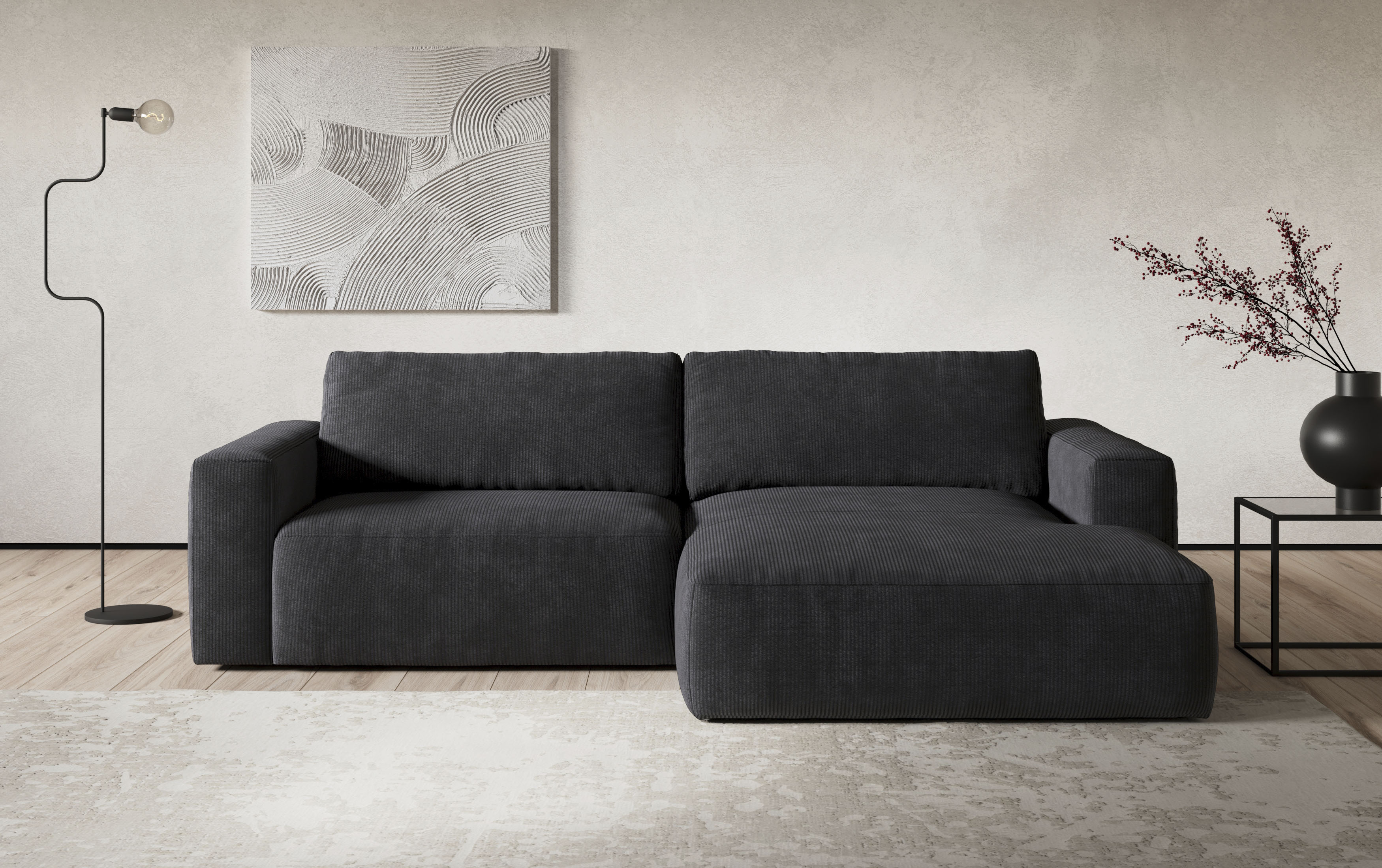 COTTA Ecksofa "Lasso L-Form, B: 288 cm, XL Sofa, Top Modern" XL Recamiere B:114 cm, bequeme Wellenunterfederung, viele Stoffe