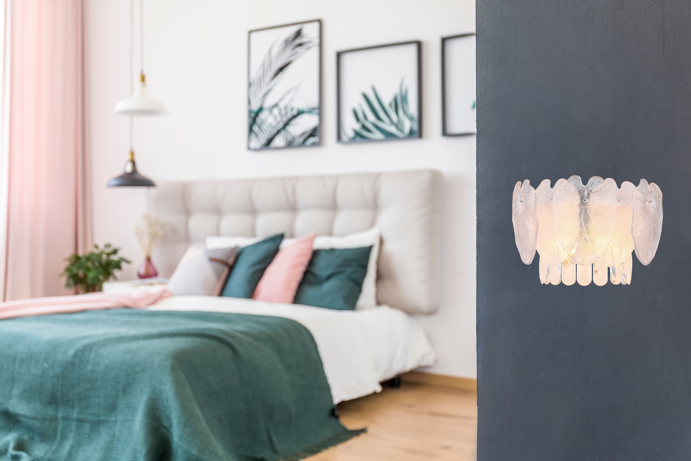 GLOBO LIGHTING Wandleuchte »BENJAMIN«, Leuchtmittel E14 | ohne Leuchtmittel, Wandlampe/Metall/Kristalle/klar/elegant/Wohnzimmer/Flur