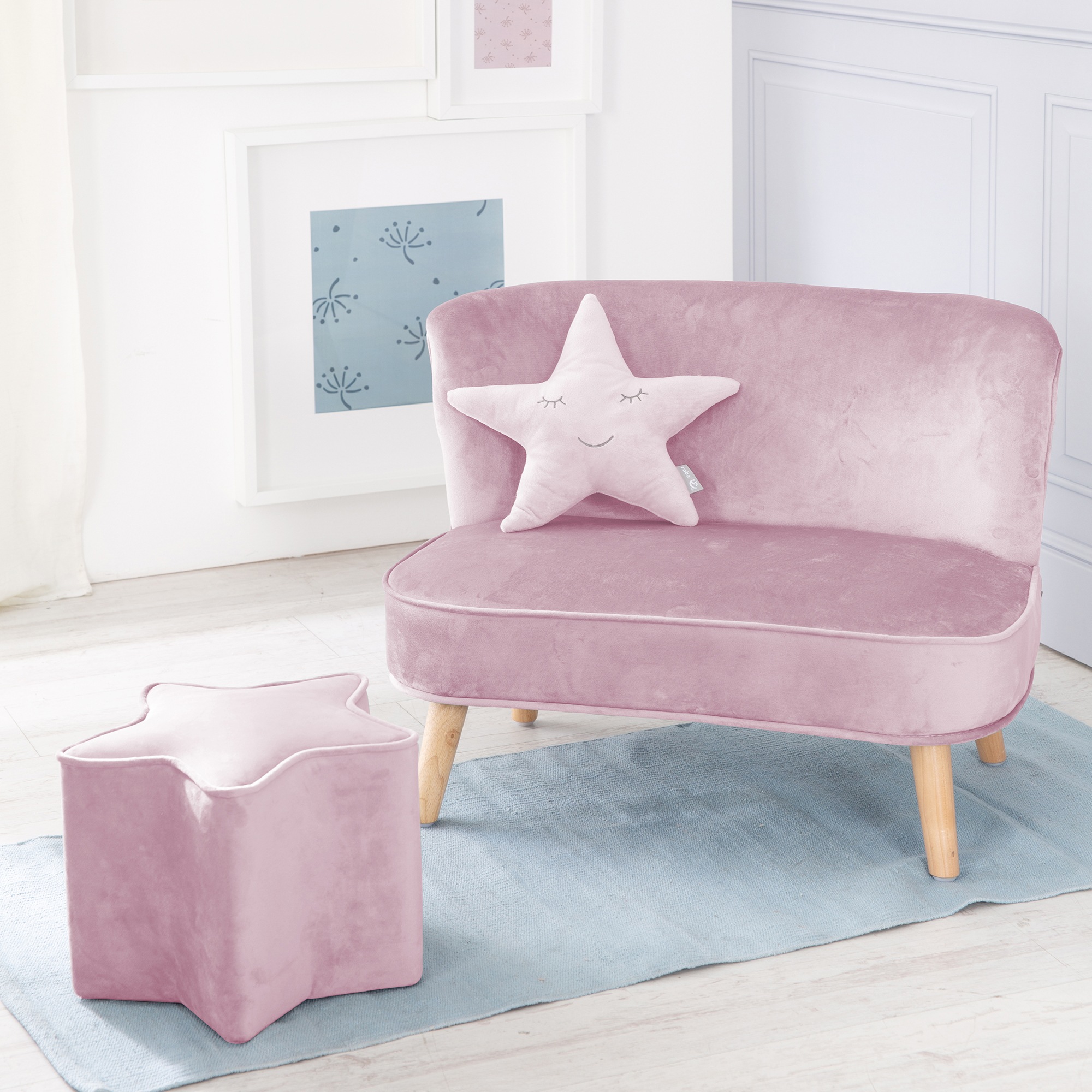 roba® Kindersitzgruppe »Lil Sofa«, (Set, 3 tlg.), bestehend aus Kindersofa, Kinderhocker und Dekokissen in Sternform