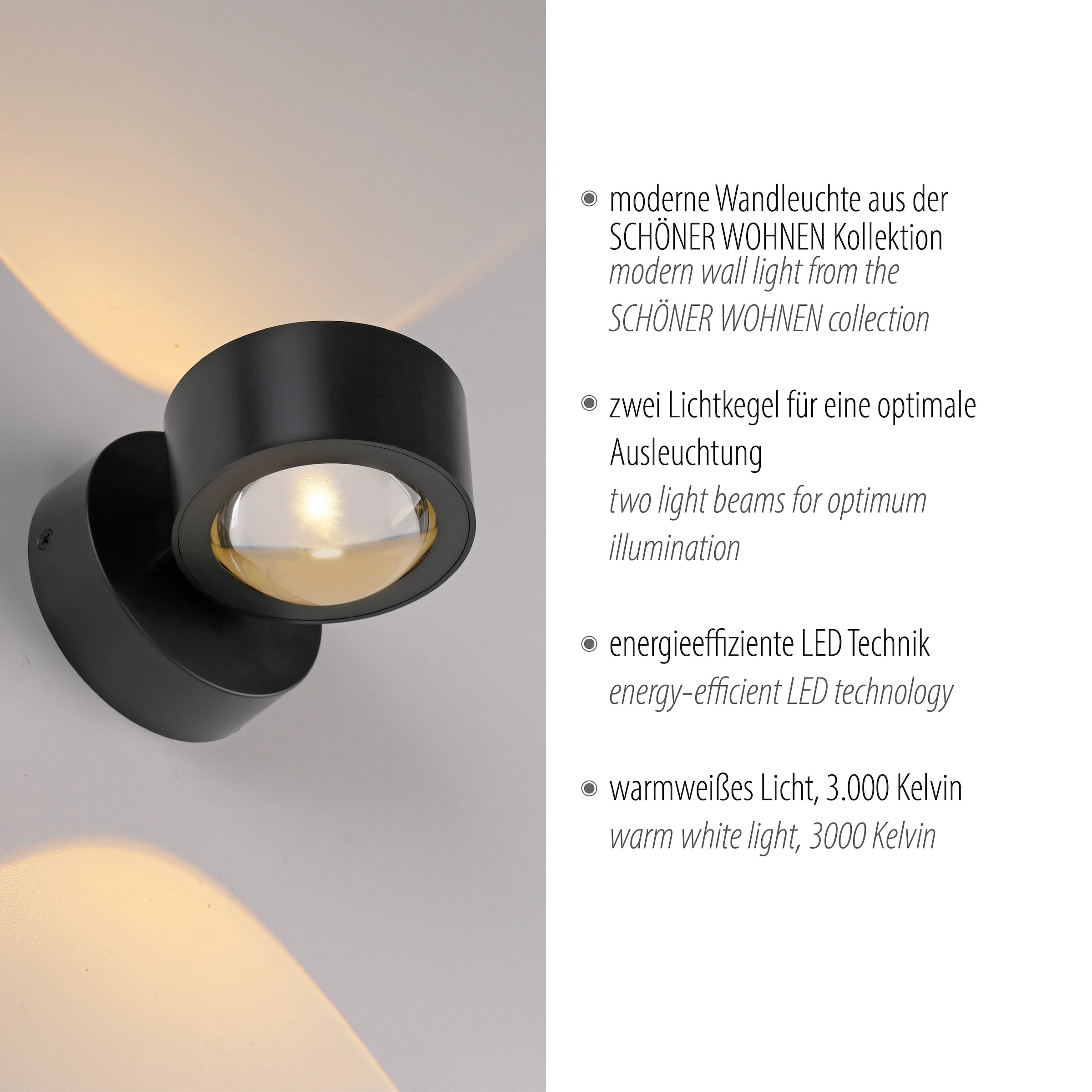 SCHÖNER WOHNEN-Kollektion LED Wandleuchte »CHIA« LED-Board 1 Stk. Warmweiß SCHÖNER WOHNEN Kollektion, Up- und Downlight